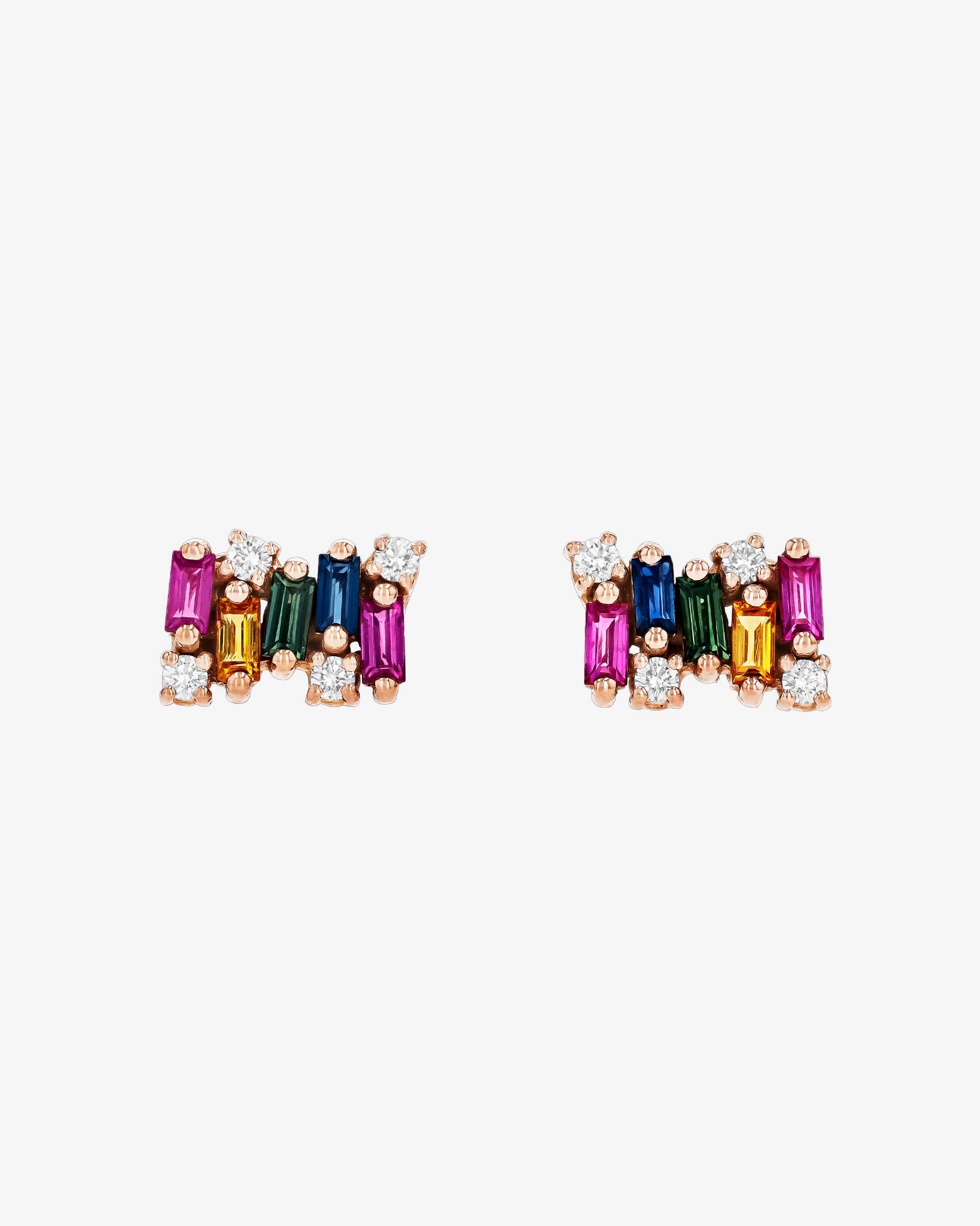 Suzanne Kalan Shimmer Rainbow Sapphire Studs in 18k rose gold