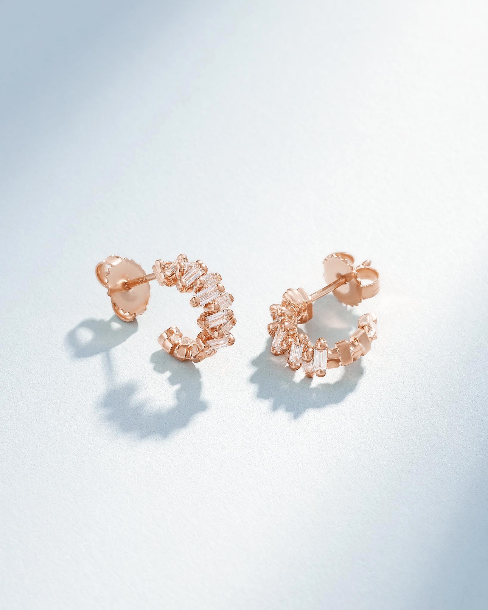 Suzanne Kalan Bold ZigZag Diamond Mini Hoops in 18k rose gold