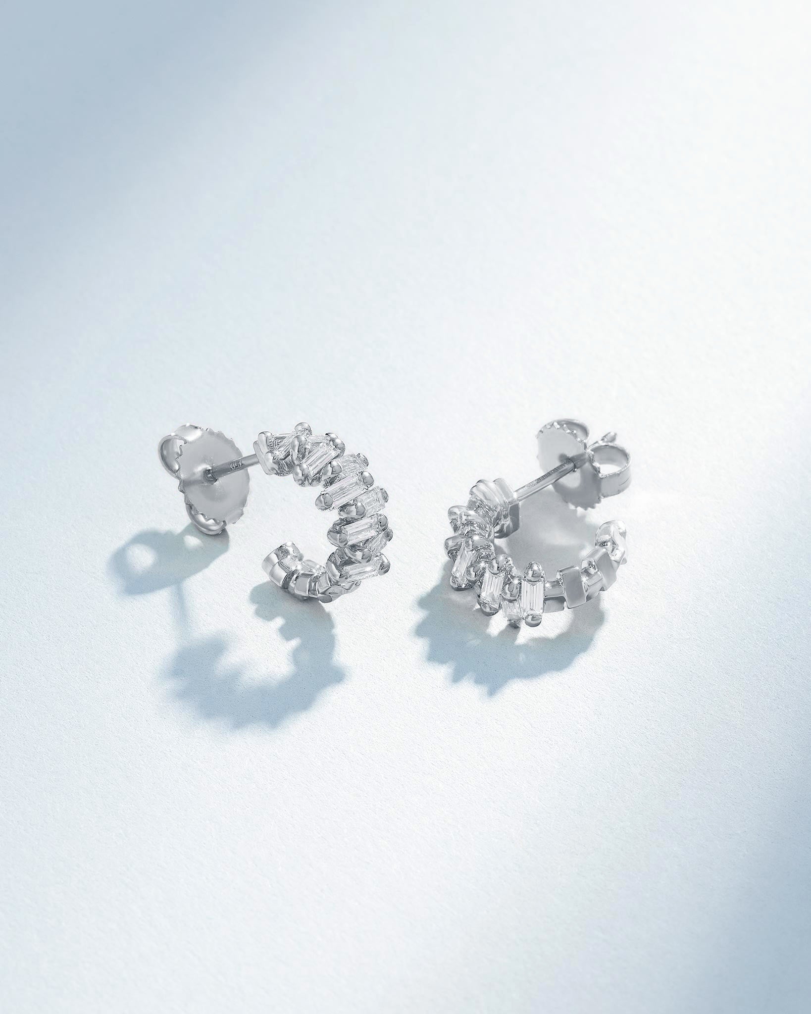 Suzanne Kalan Bold ZigZag Diamond Mini Hoops in 18k white gold