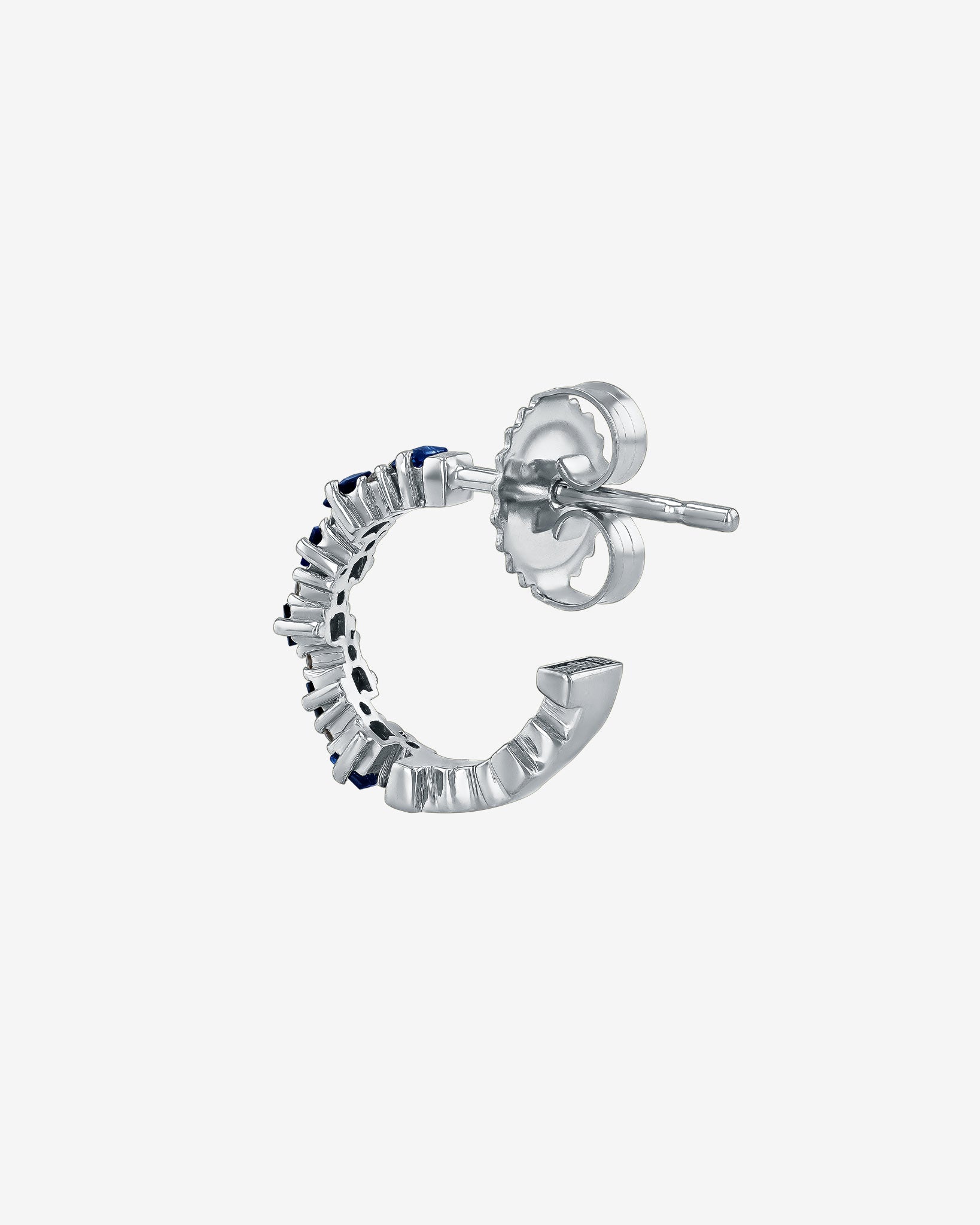 Suzanne Kalan Princess Staggered Dark Blue Sapphire Mini Hoops in 18k white gold