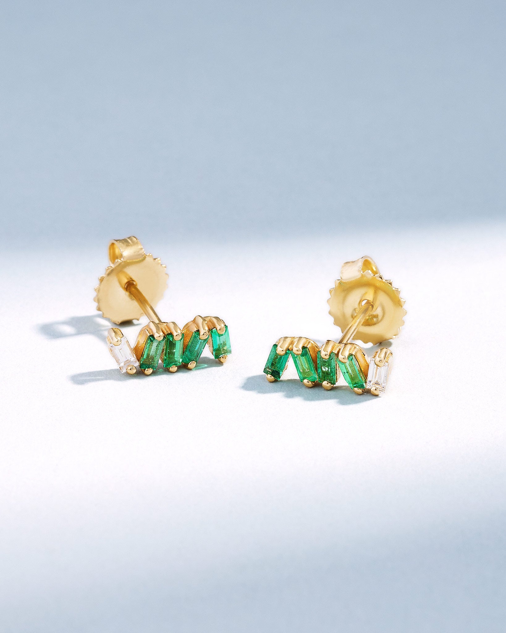 Suzanne Kalan Bold Emerald Studs in 18k yellow gold