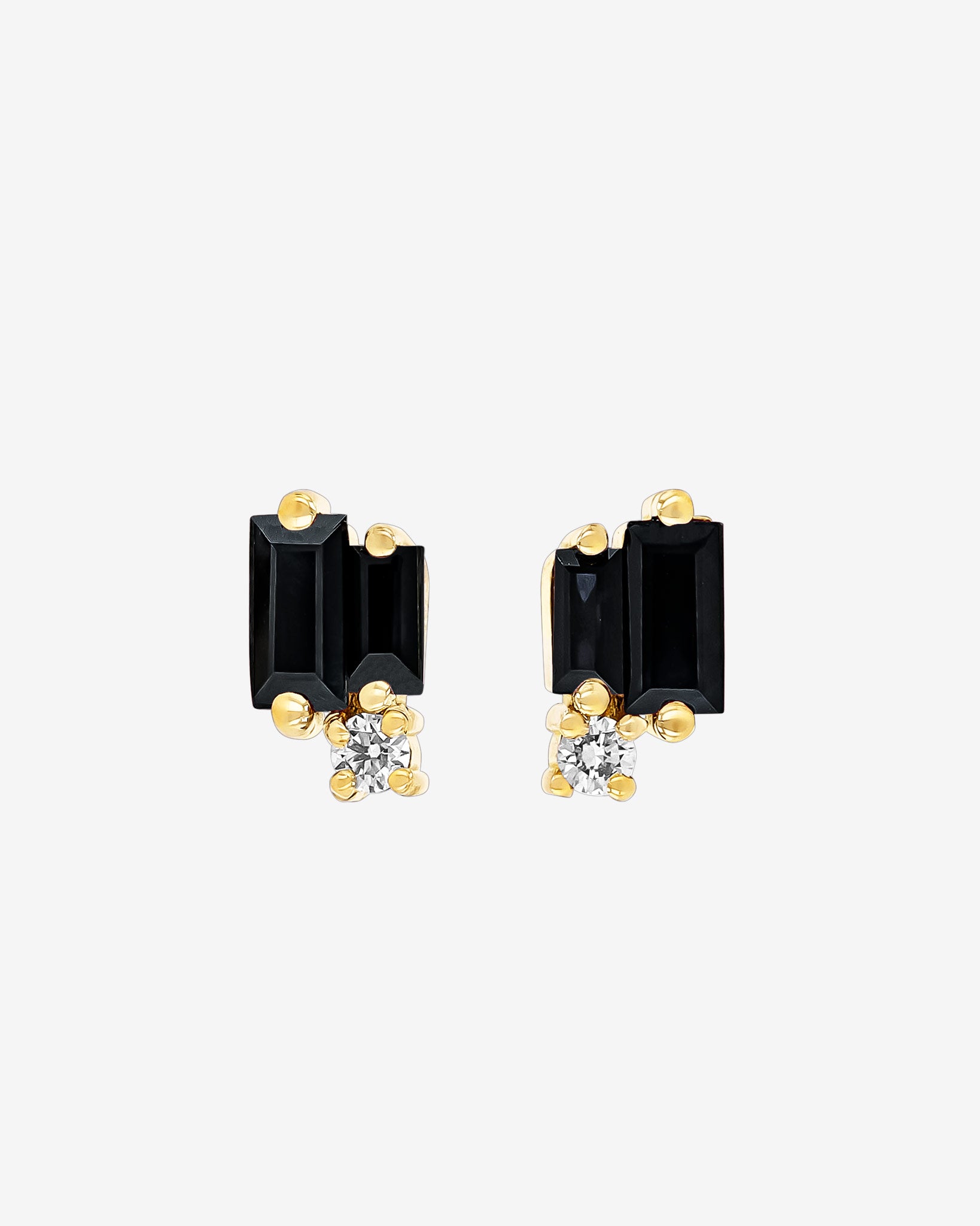 Suzanne Kalan Bold Burst Black Sapphire Studs in 18k yellow gold