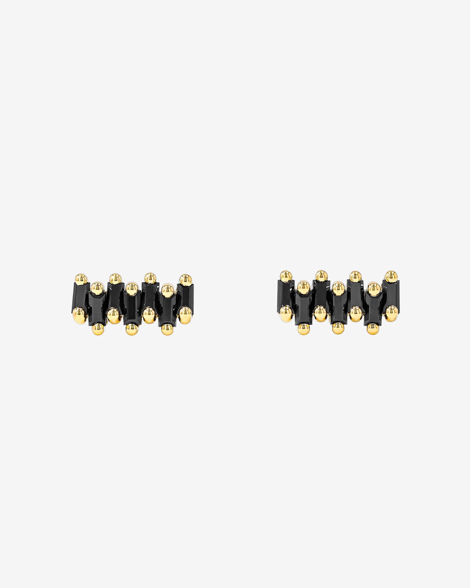 Suzanne Kalan Bold ZigZag Black Sapphire Studs in 18k yellow gold