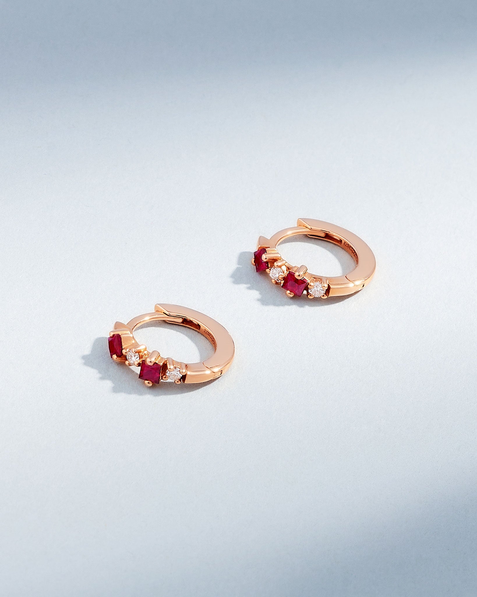 Suzanne Kalan Princess Ruby Mix Huggies in 18K rose gold