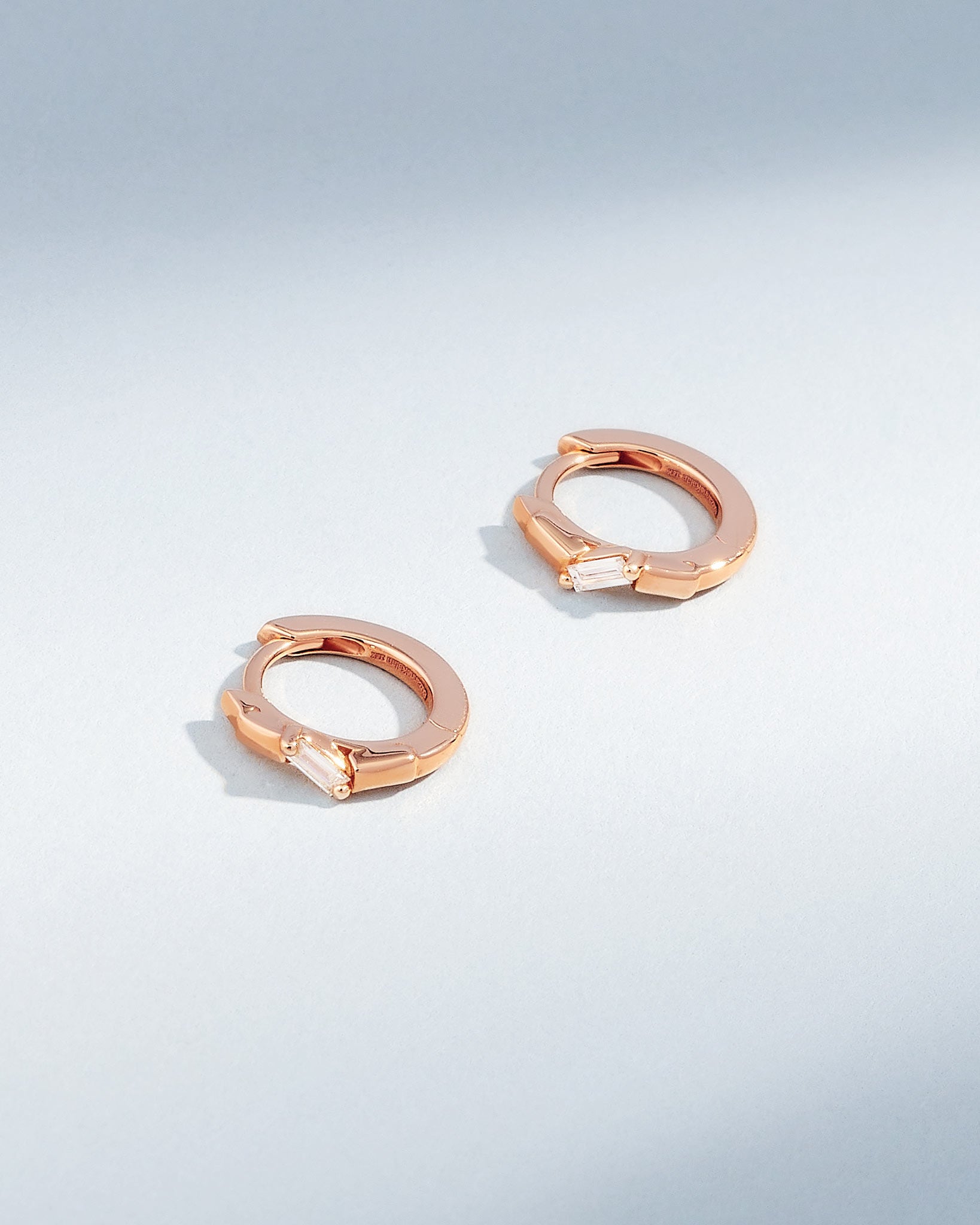 Suzanne Kalan Bold Single Diamond Huggies in 18k rose gold