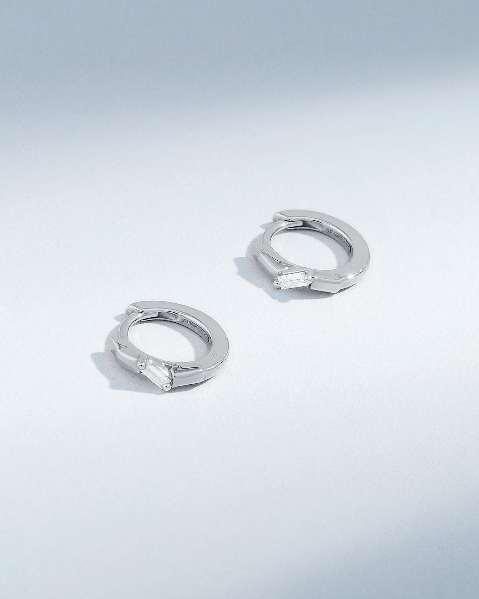 Suzanne Kalan Bold Single Diamond Huggies in 18k white gold