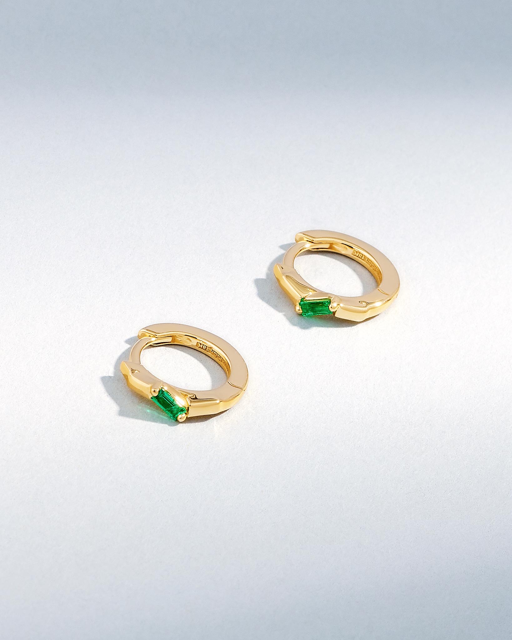 Suzanne Kalan Bold Single Emerald Huggies in 18K yellow gold