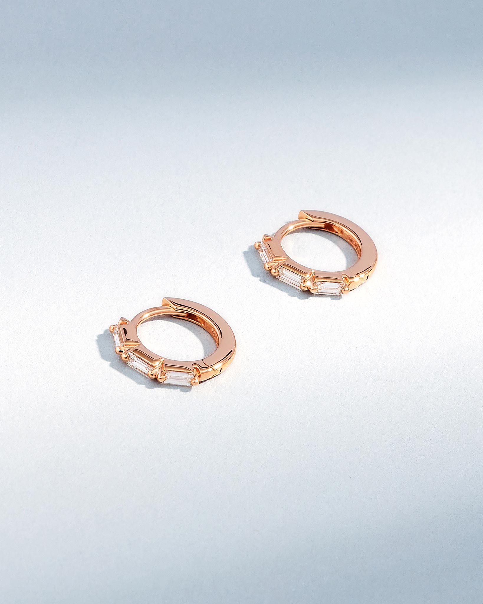 Suzanne Kalan Bold Triple Diamond Huggies in 18K rose gold