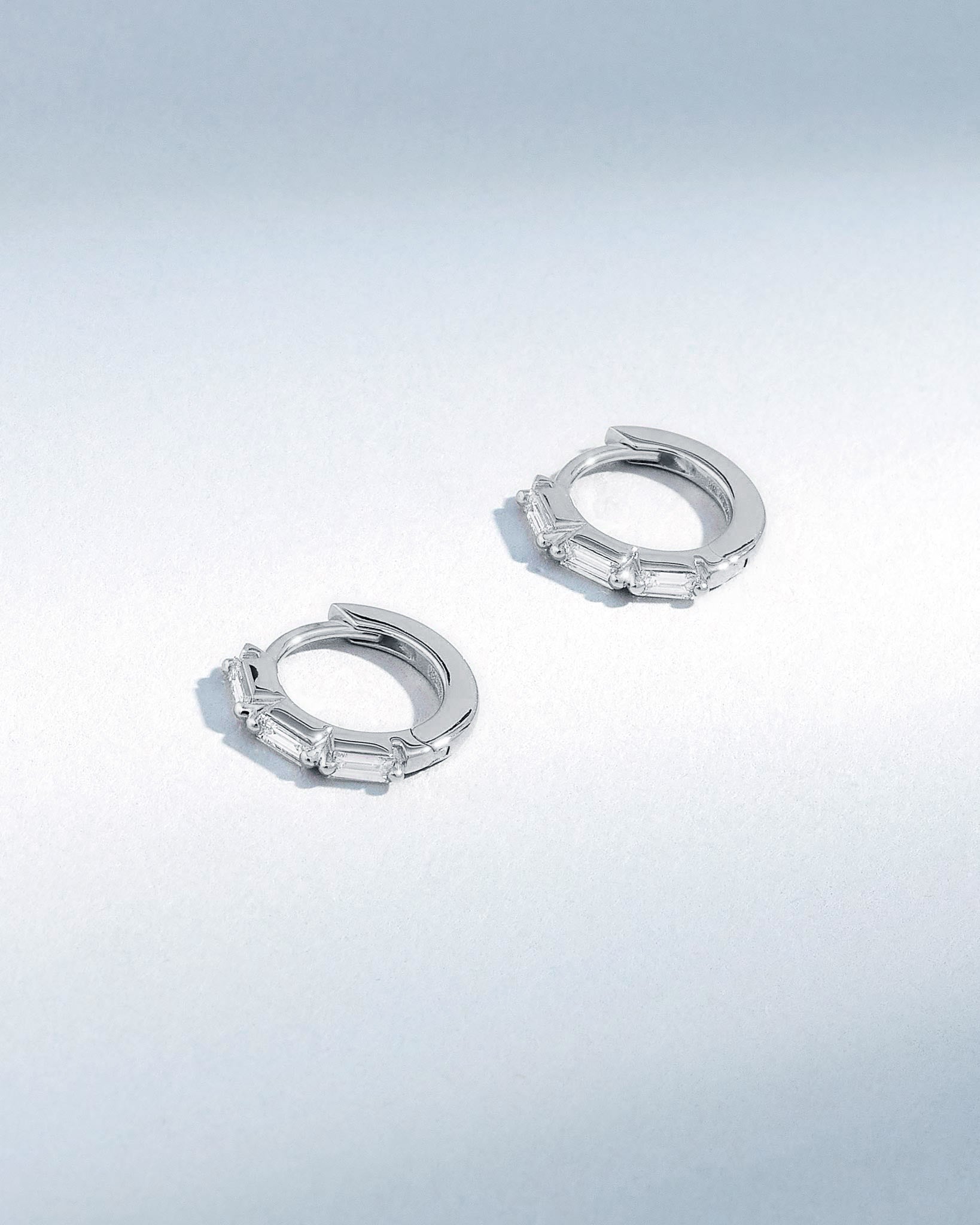 Suzanne Kalan Bold Triple Diamond Huggies in 18K white gold