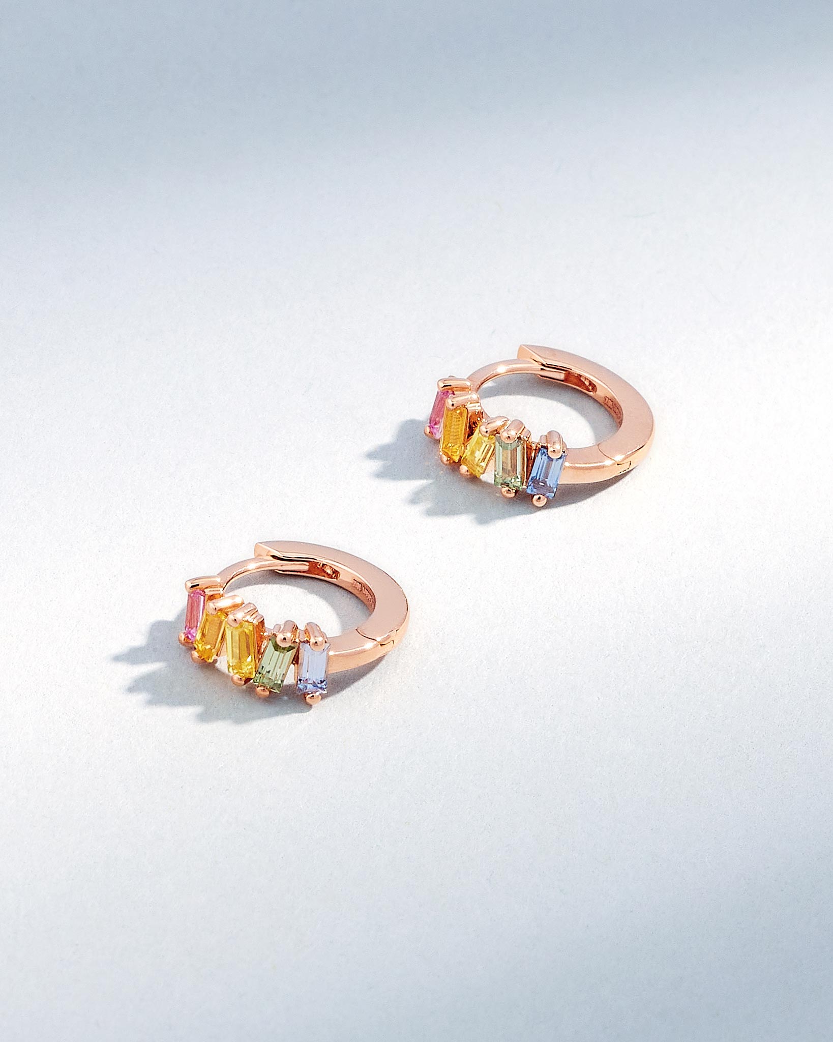 Suzanne Kalan Bold Pastel Sapphire Huggies in 18K rose gold