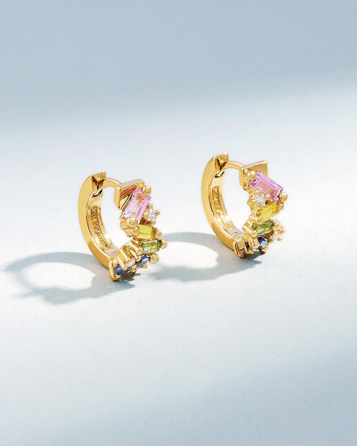 Suzanne Kalan Frenzy Pastel Sapphire Huggies in 18k yellow gold