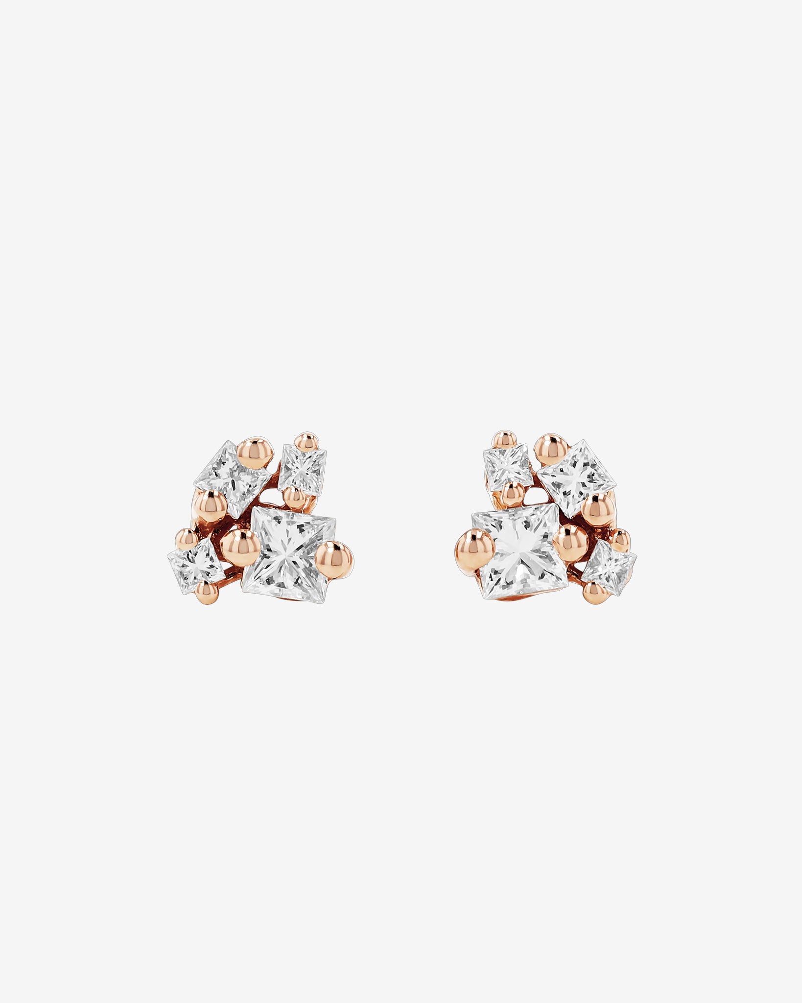 Suzanne Kalan Princess Cluster Diamond Studs in 18k rose gold