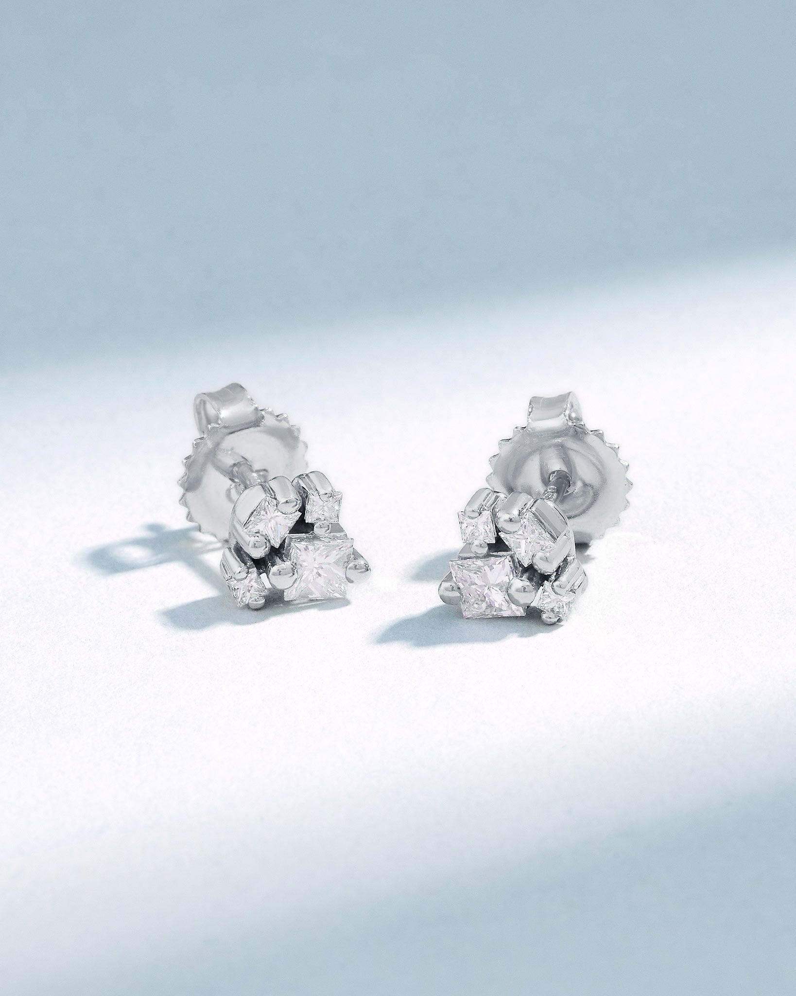 Suzanne Kalan Princess Cluster Diamond Studs in 18k white gold