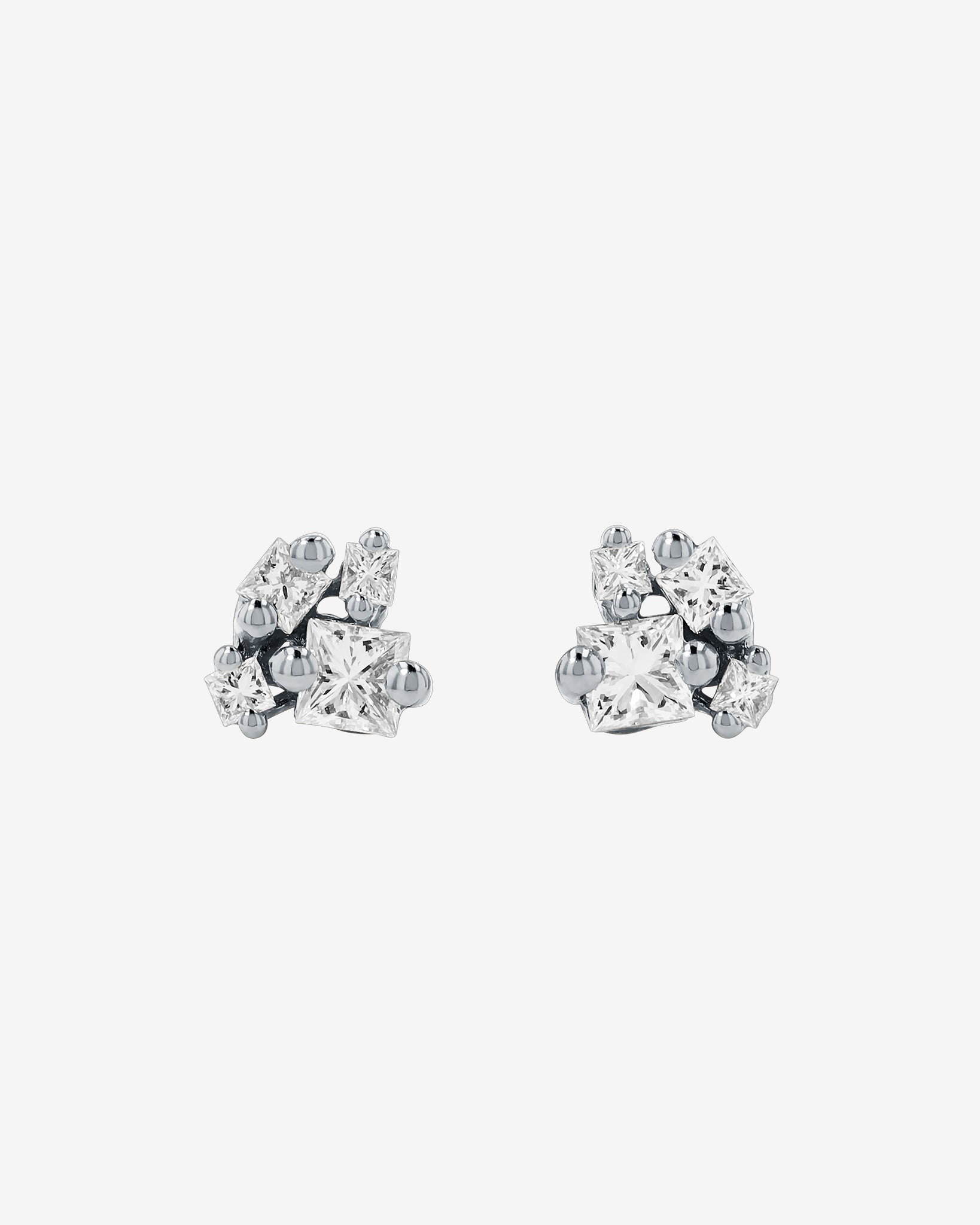 Suzanne Kalan Princess Cluster Diamond Studs in 18k white gold