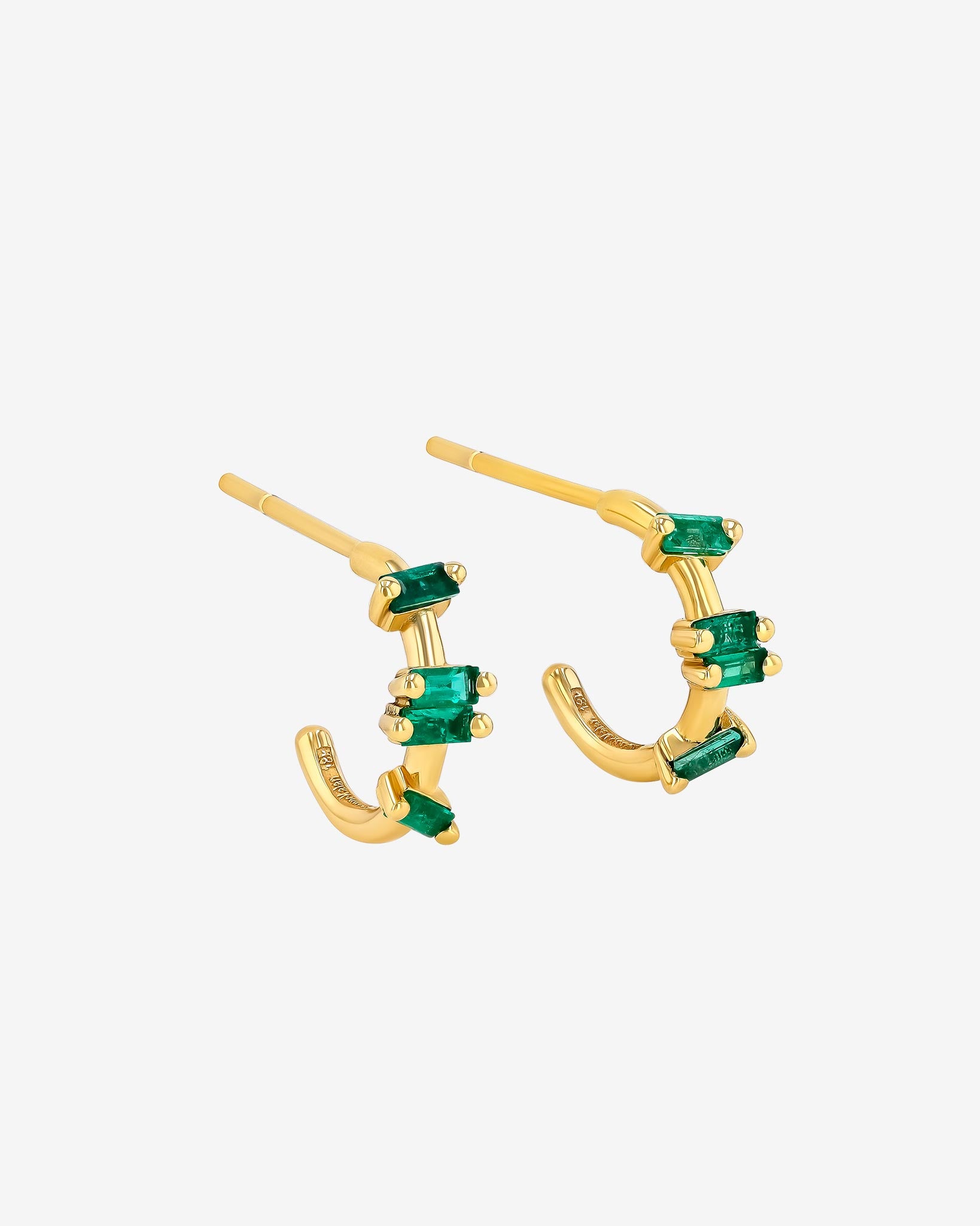 Suzanne Kalan Bold Emerald Barbwire Mini Hoops in 18k yellow gold
