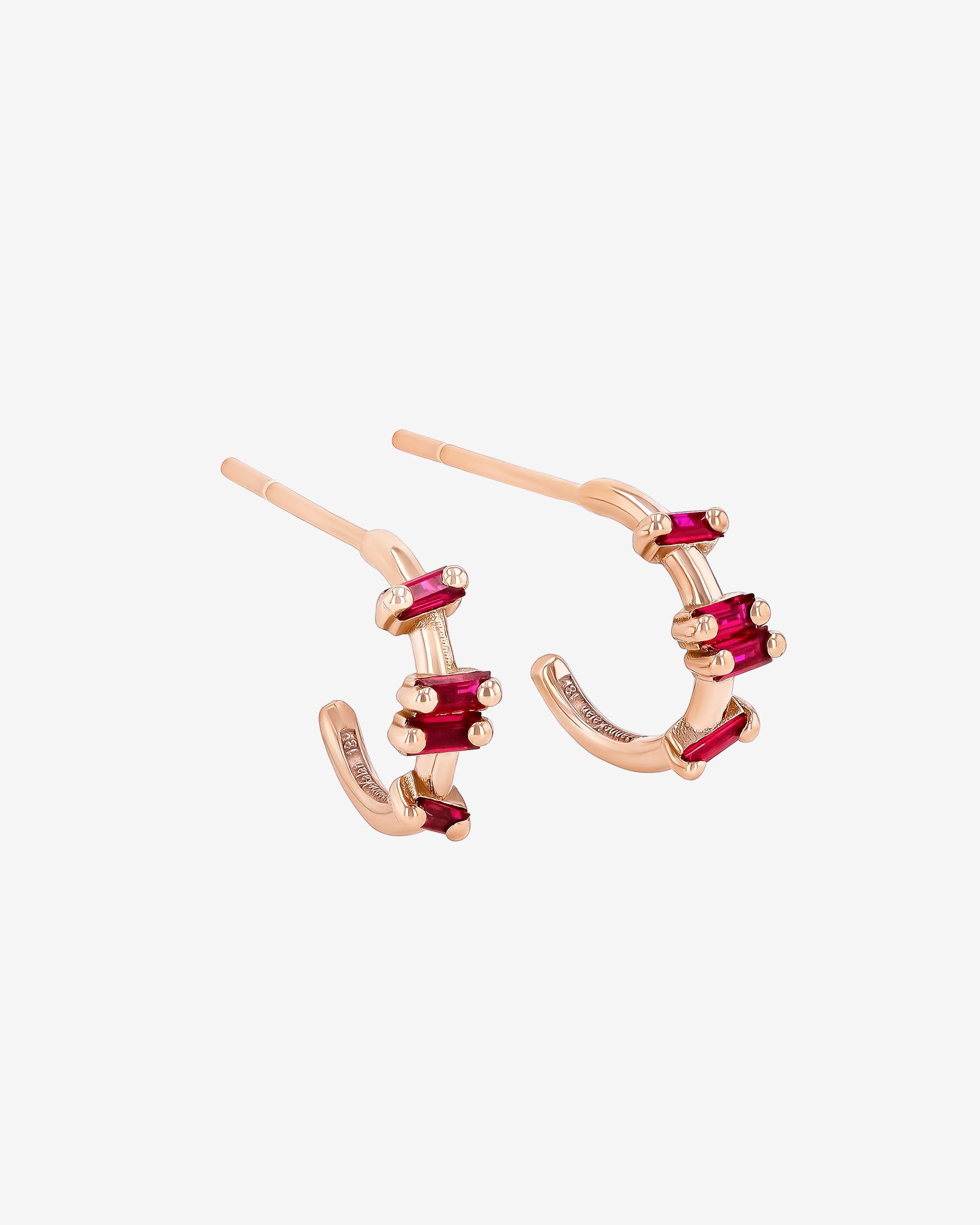 Suzanne Kalan Bold Ruby Barbwire Mini Hoops in 18k rose gold
