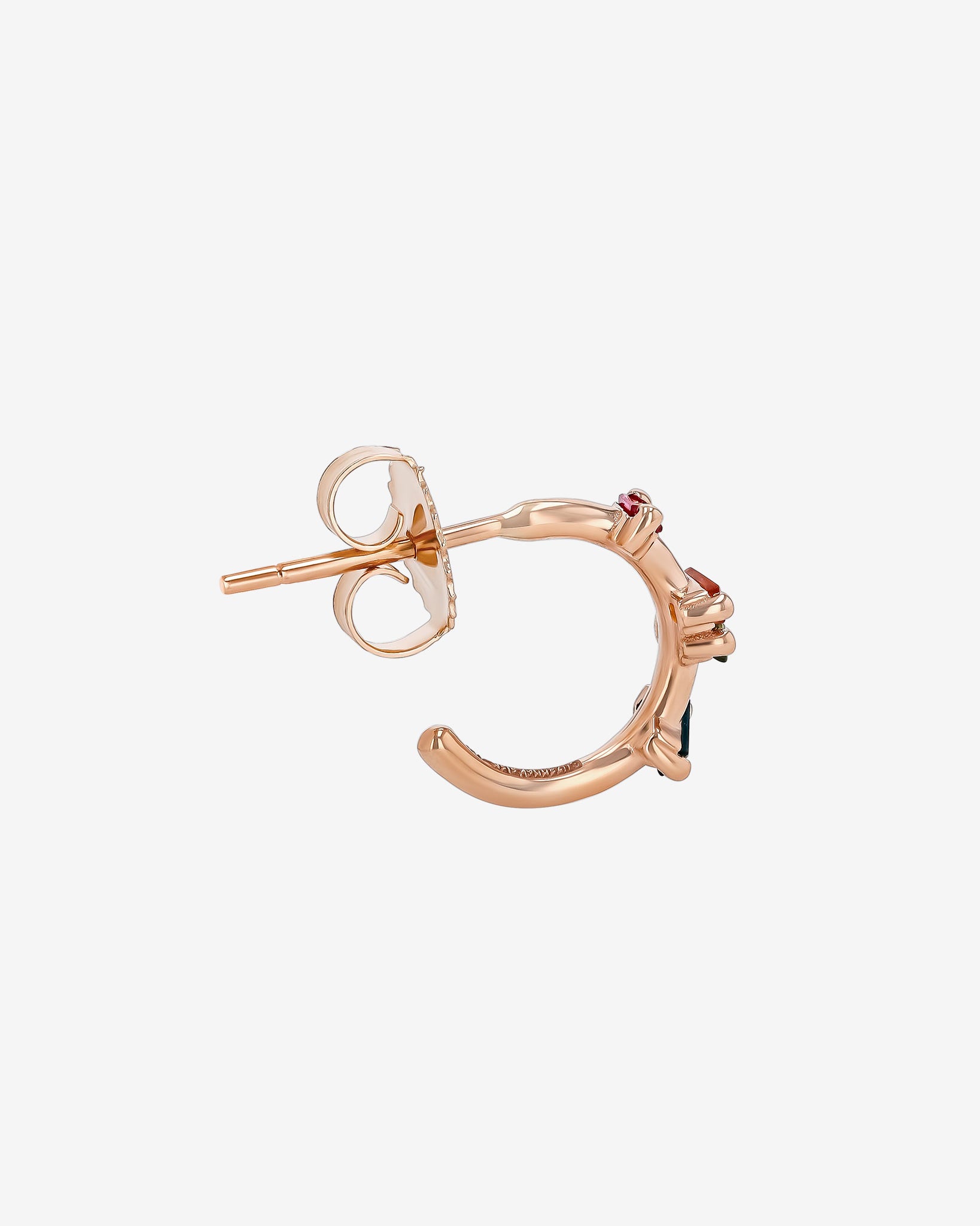 Suzanne Kalan Bold Rainbow Sapphire Barbwire Mini Hoops in 18k rose gold