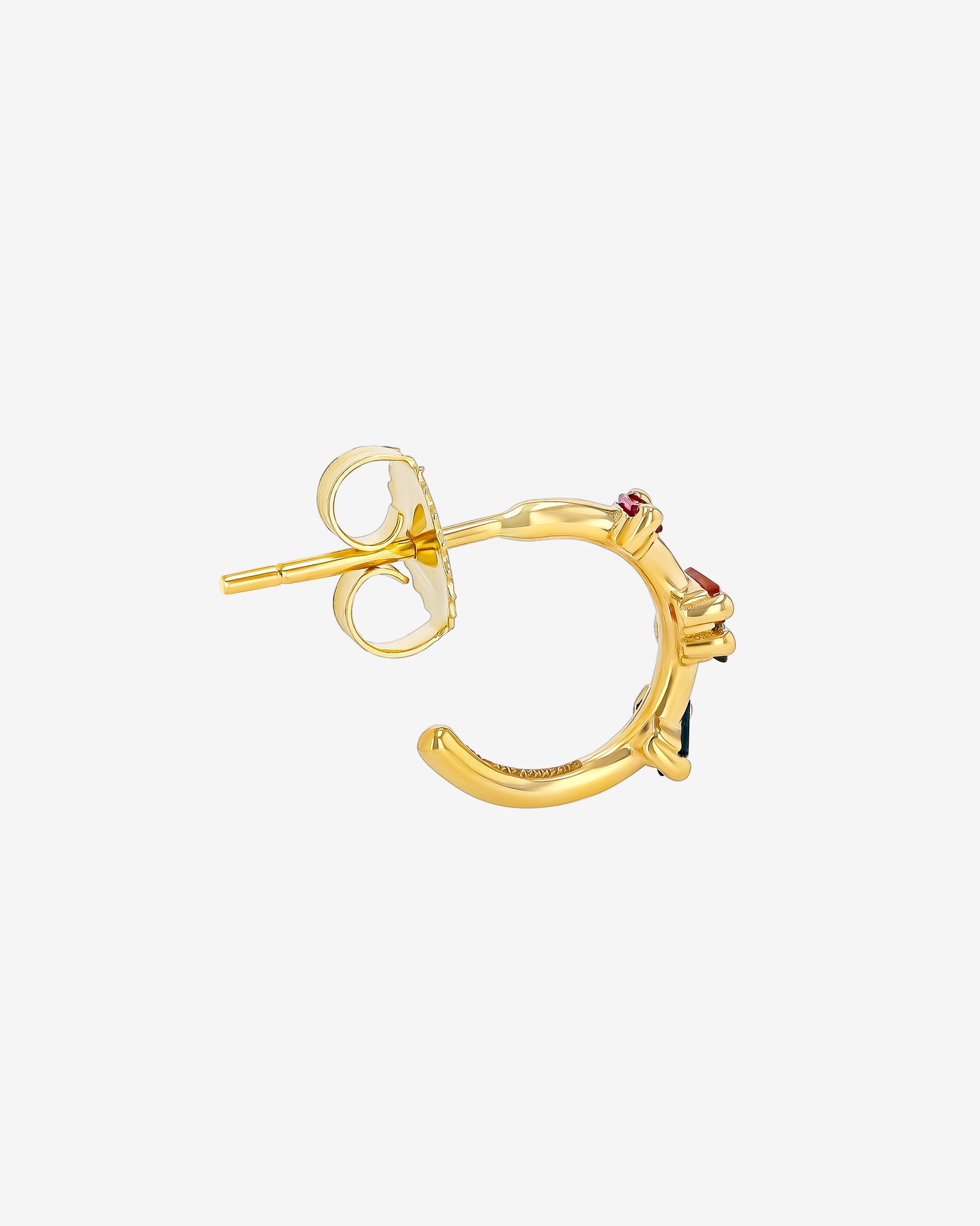 Suzanne Kalan Bold Rainbow Sapphire Barbwire Mini Hoops in 18k yellow gold
