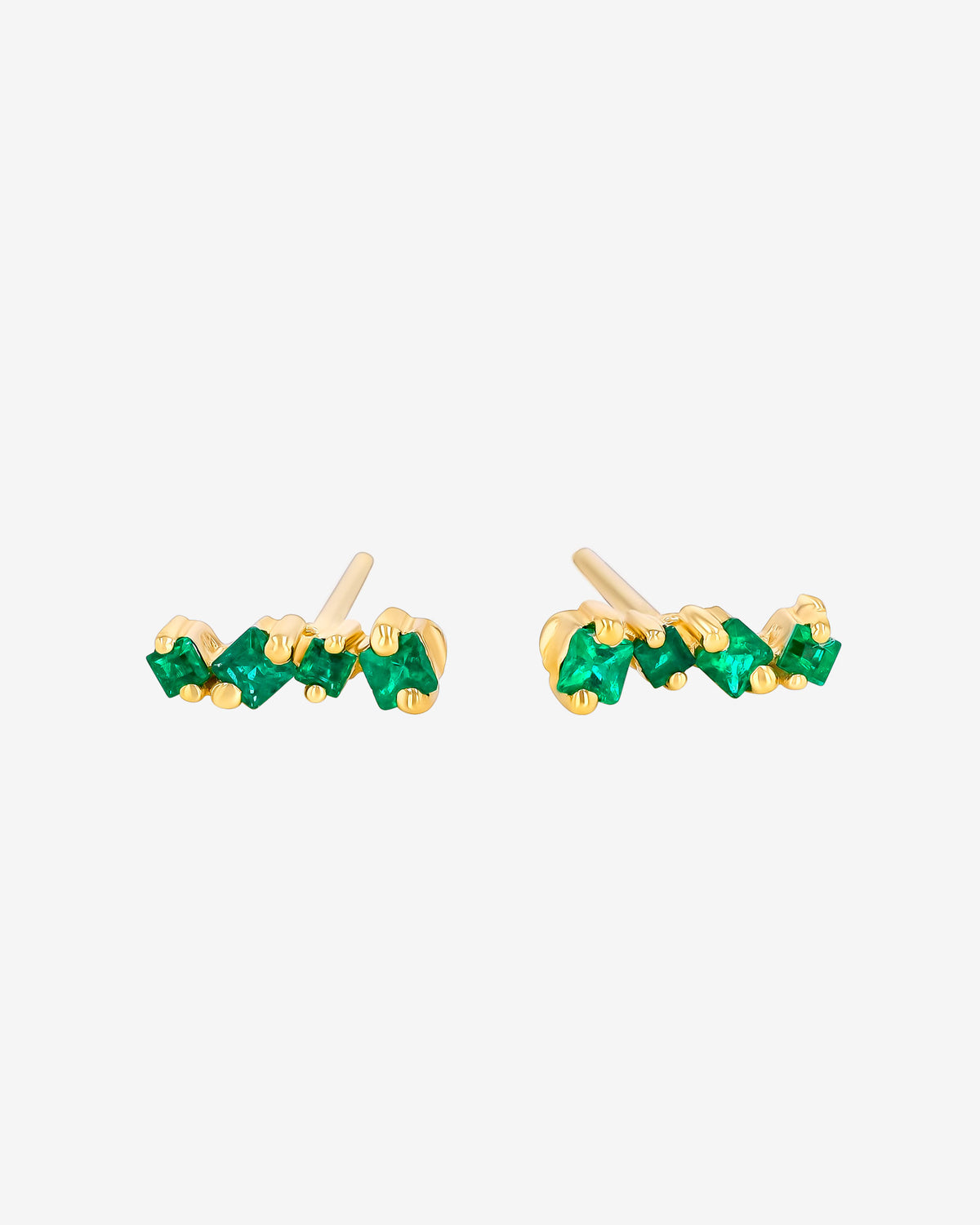 Suzanne Kalan Golden Emerald Mini Studs in 18k yellow gold