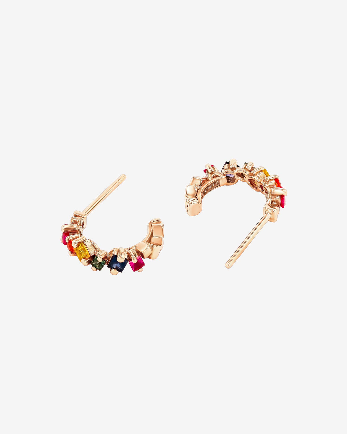 Suzanne Kalan Golden Rainbow Sapphire Mini Hoops in 18k rose gold