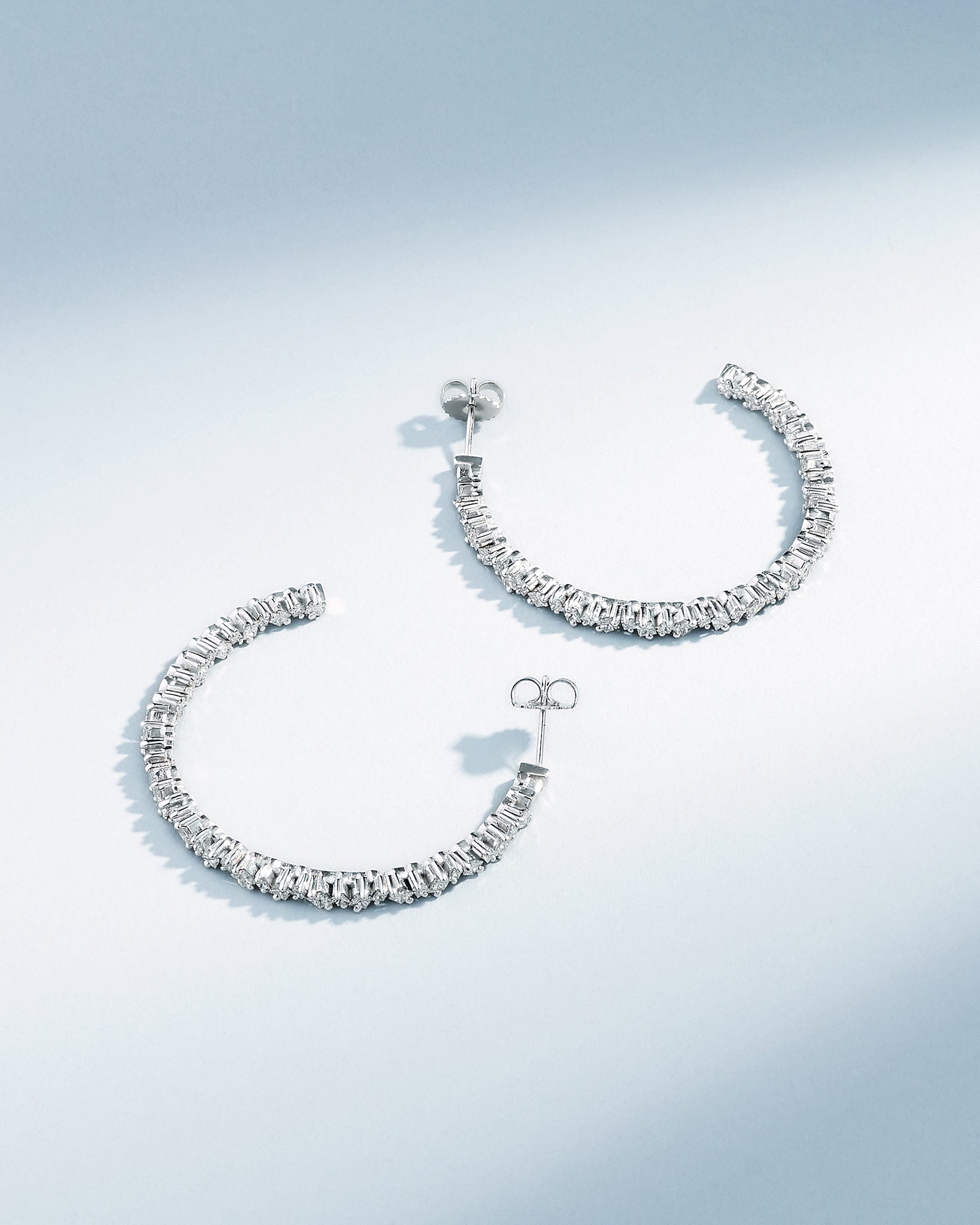 Suzanne Kalan Golden Diamond Midi Hoops in 18k white gold