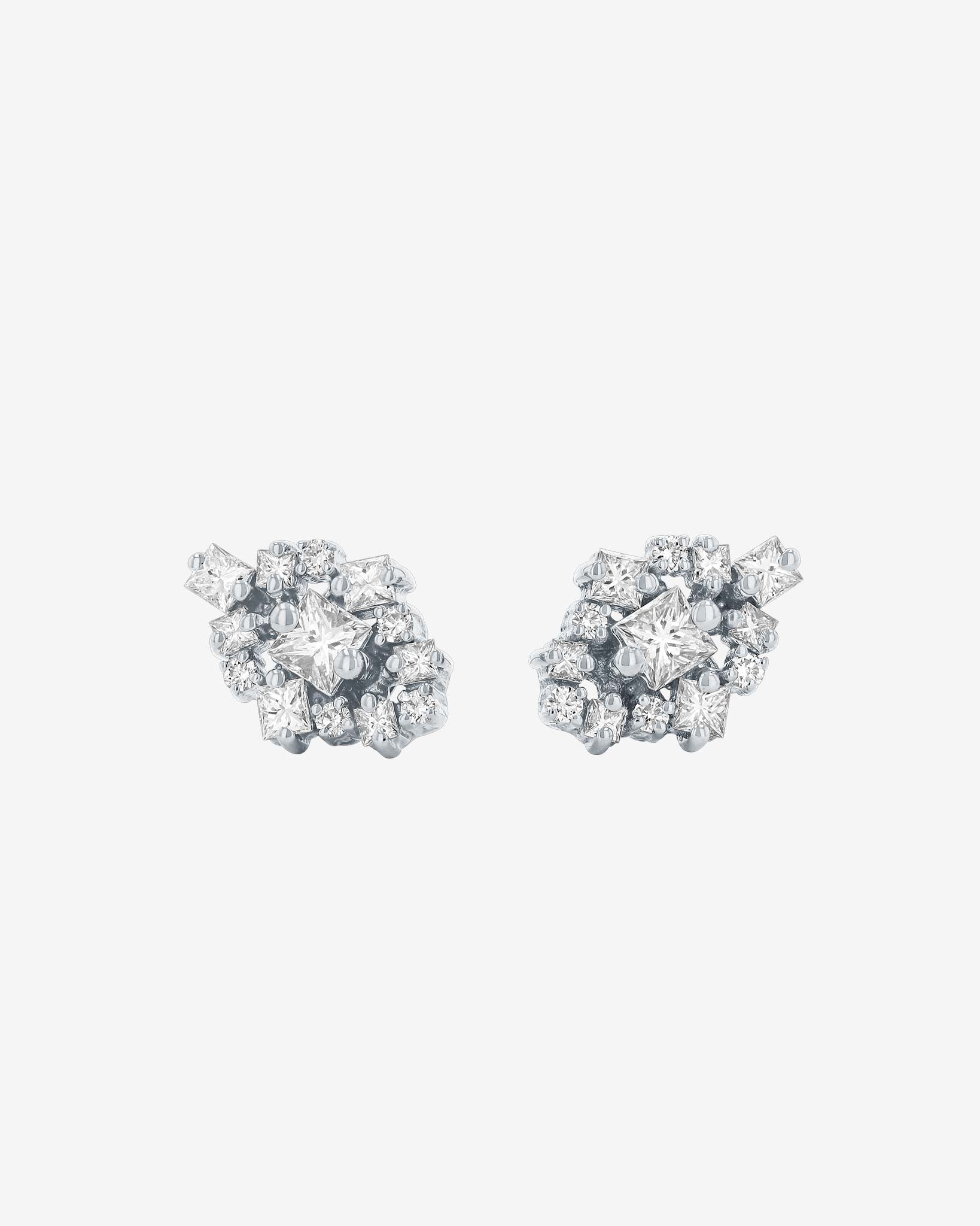 Suzanne Kalan La Fantaisie Star Diamond Studs in 18k white gold