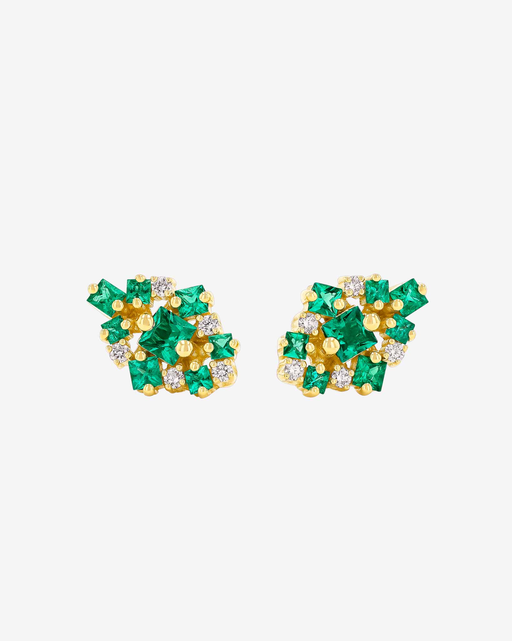 Suzanne Kalan La Fantaisie Star Emerald Studs in 18k yellow gold