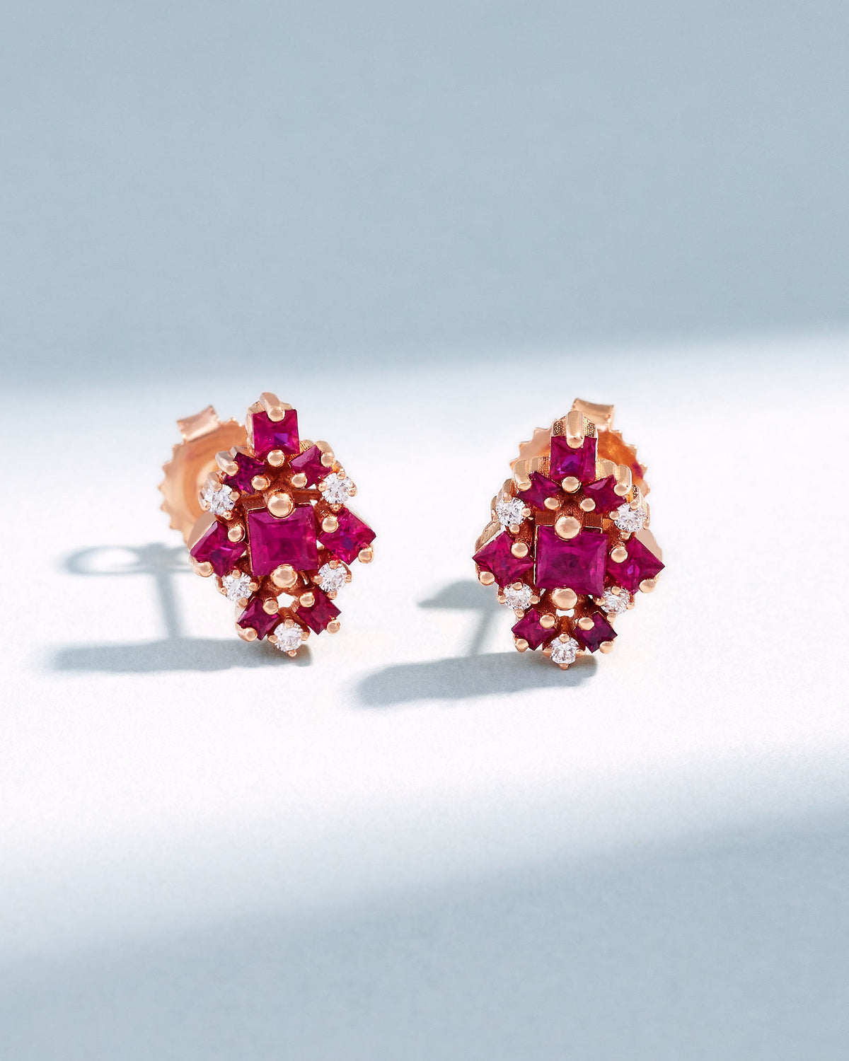 Suzanne Kalan La Fantaisie Star Ruby Studs in 18k rose gold