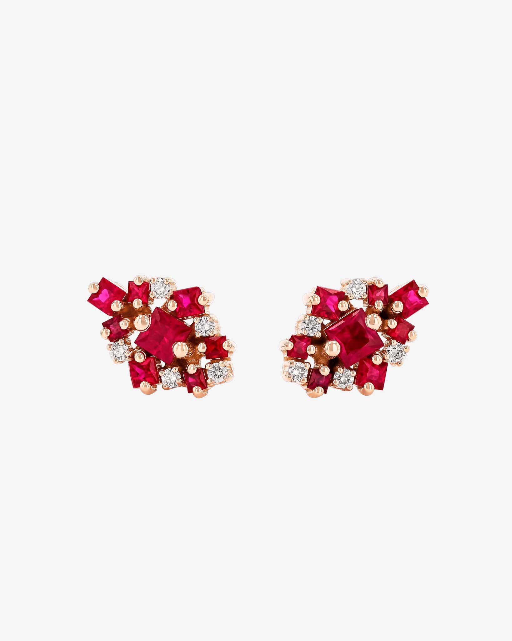 Suzanne Kalan La Fantaisie Star Ruby Studs in 18k rose gold