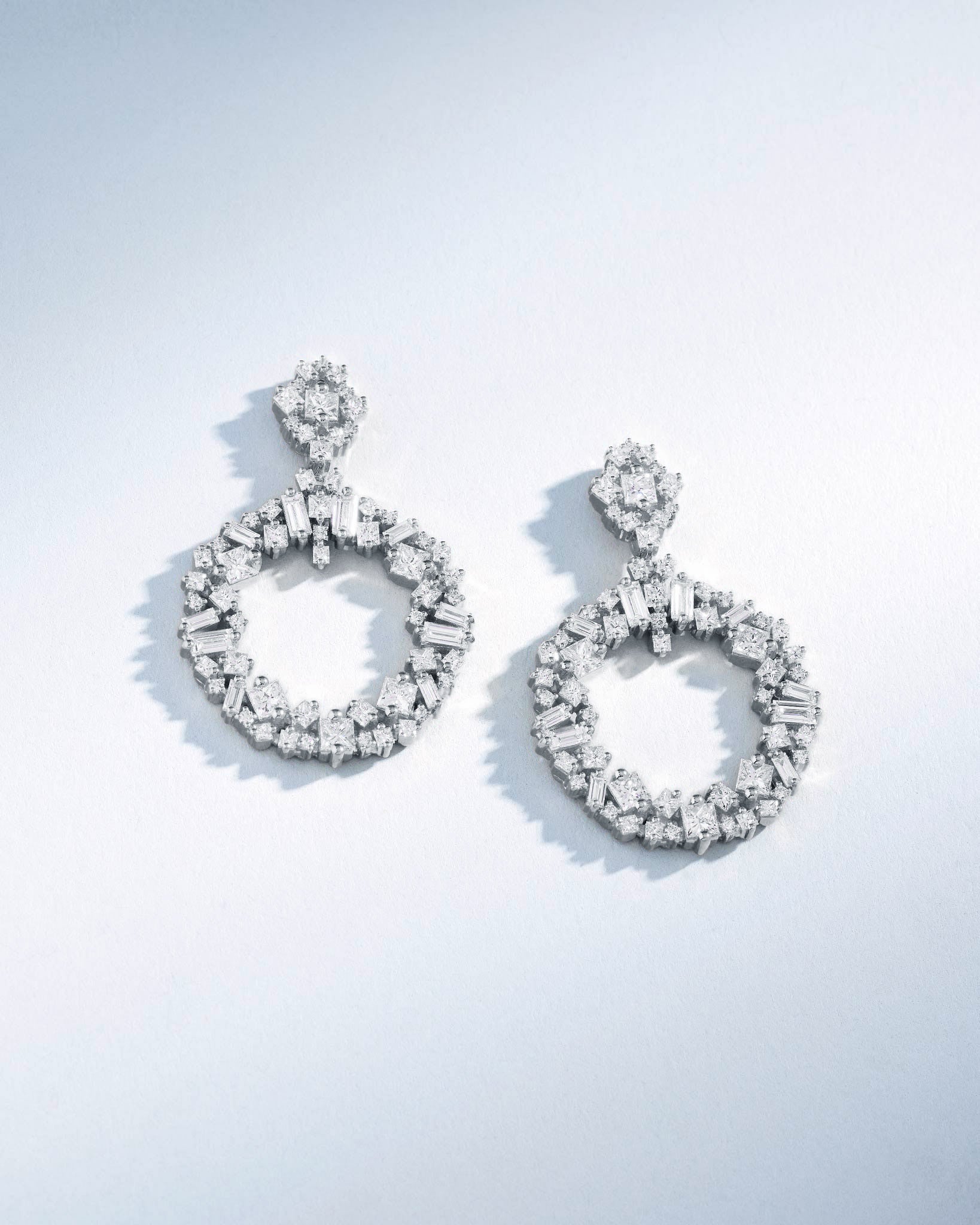 Suzanne Kalan La Fantaisie Eclipse Diamond Drop Earrings in 18k white gold