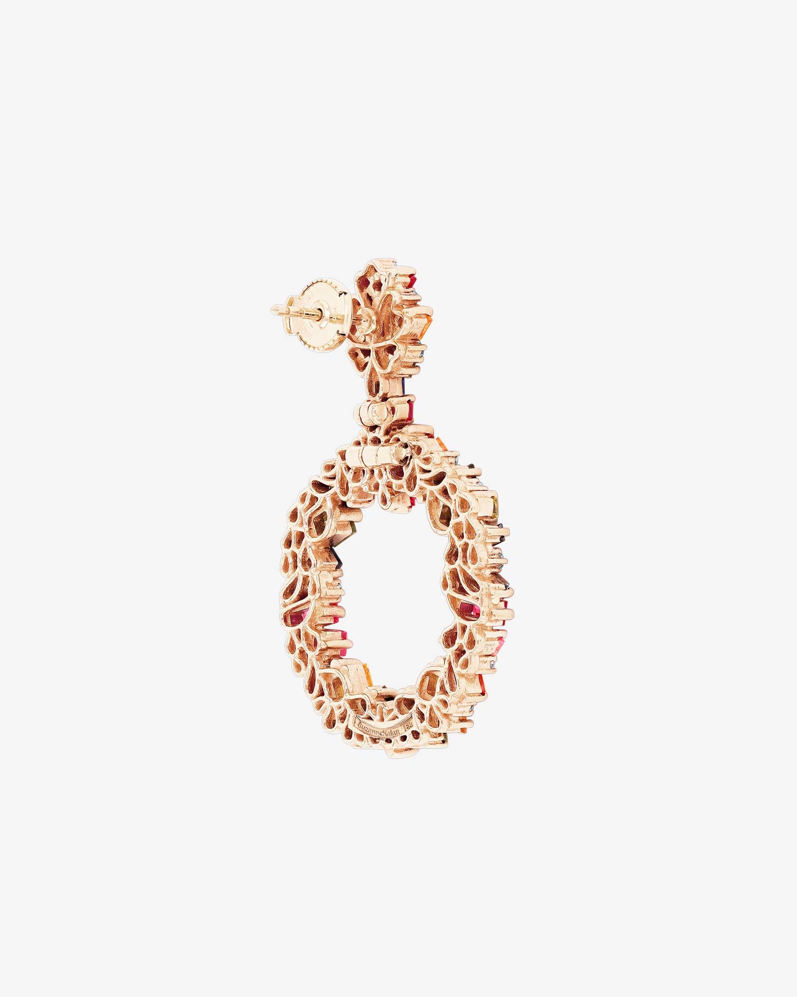 Suzanne Kalan La Fantaisie Eclipse Rainbow Sapphire Drop Earrings in 18k rose gold
