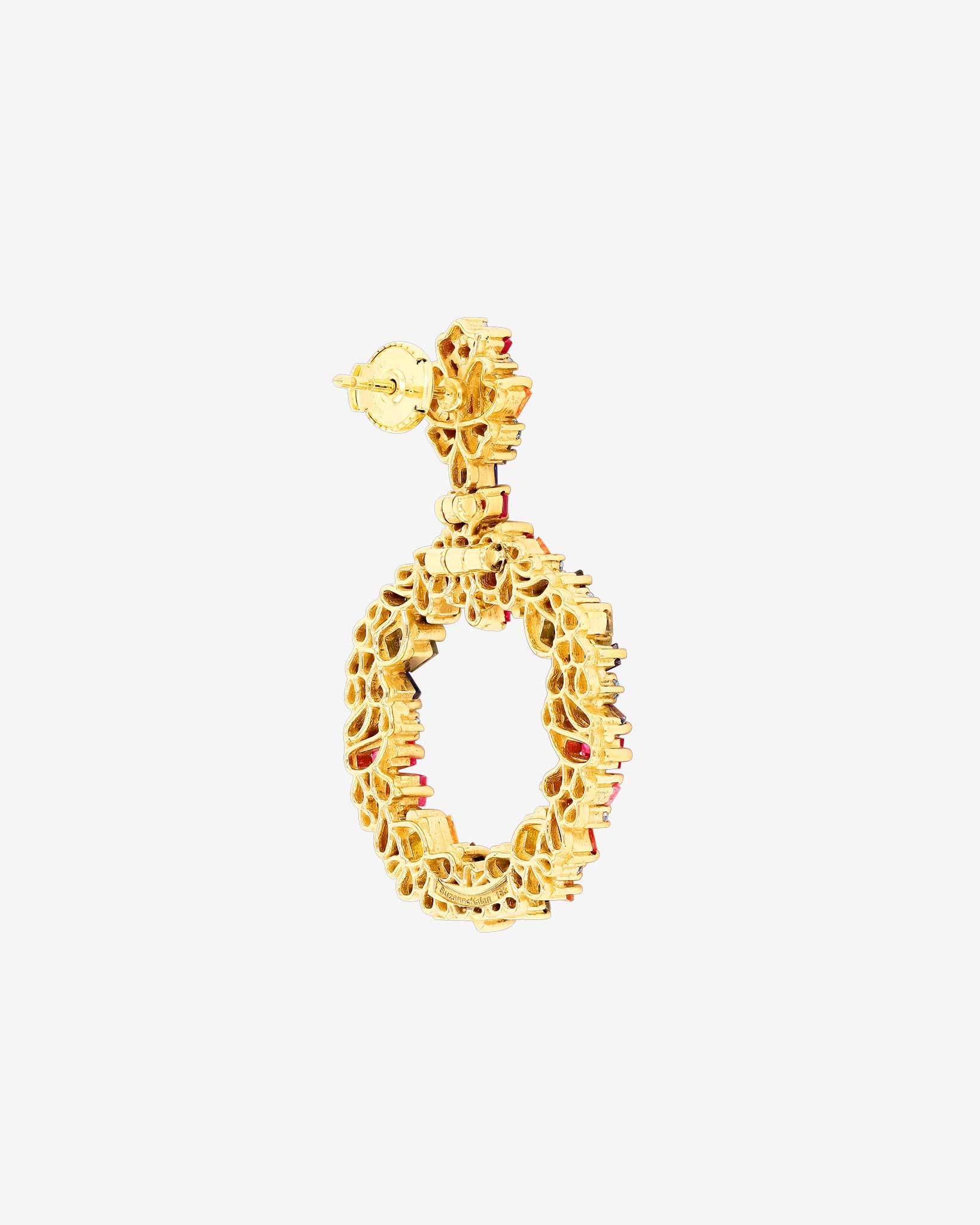 Suzanne Kalan La Fantaisie Eclipse Rainbow Sapphire Drop Earrings in 18k yellow gold