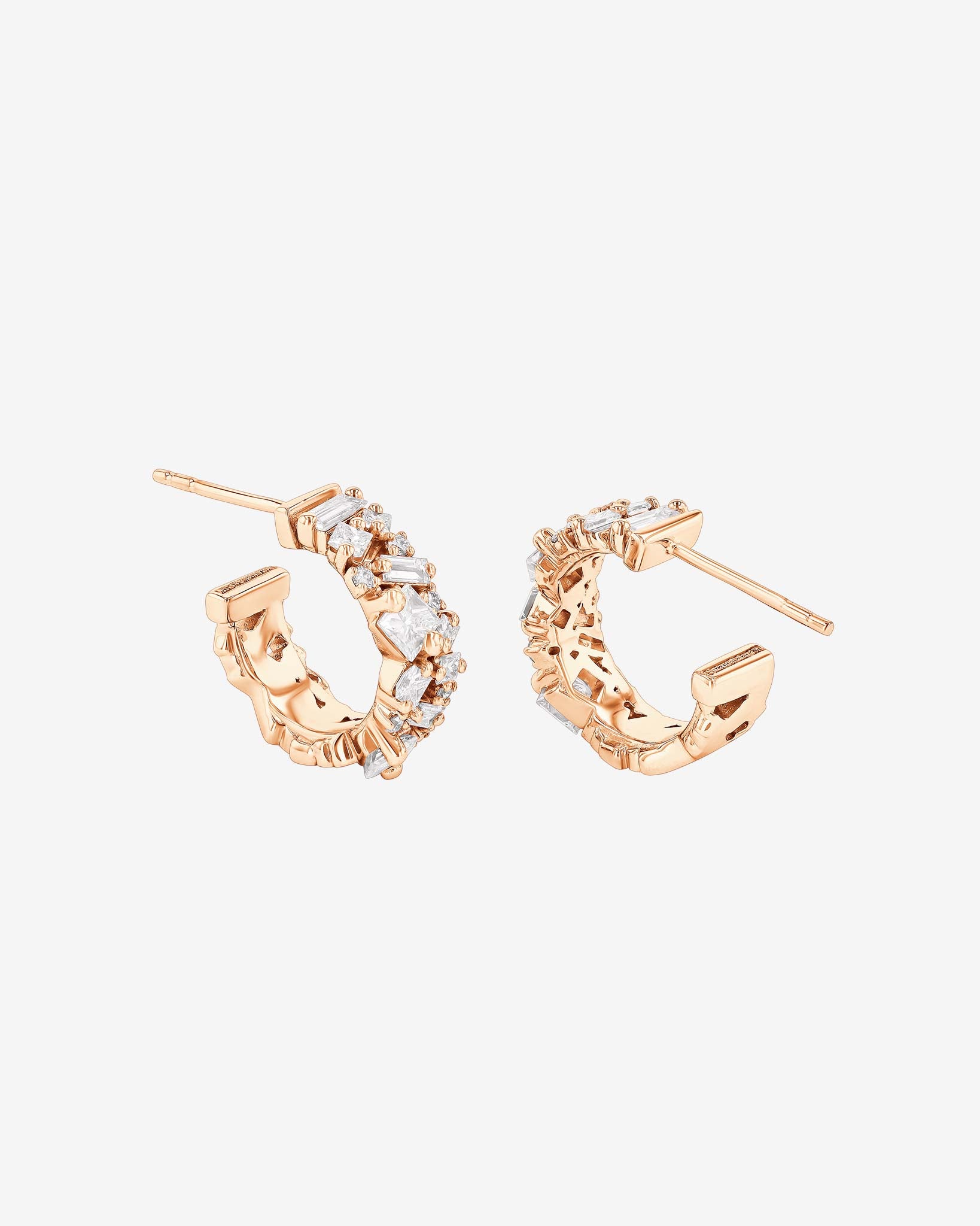 Suzanne Kalan La Fantaisie Diamond Mini Hoops in 18k rose gold