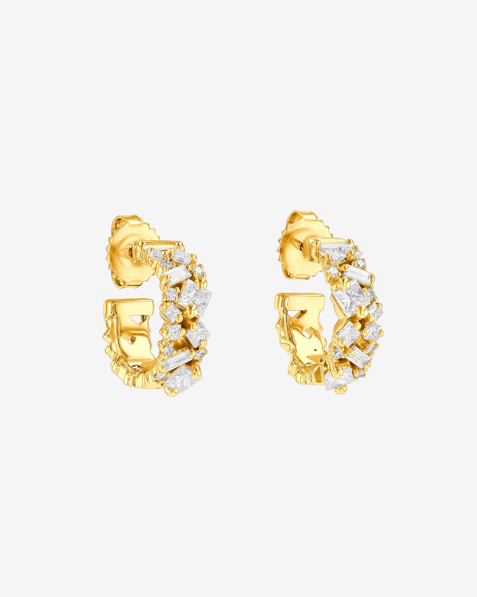 Suzanne Kalan La Fantaisie Diamond Mini Hoops in 18k yellow gold