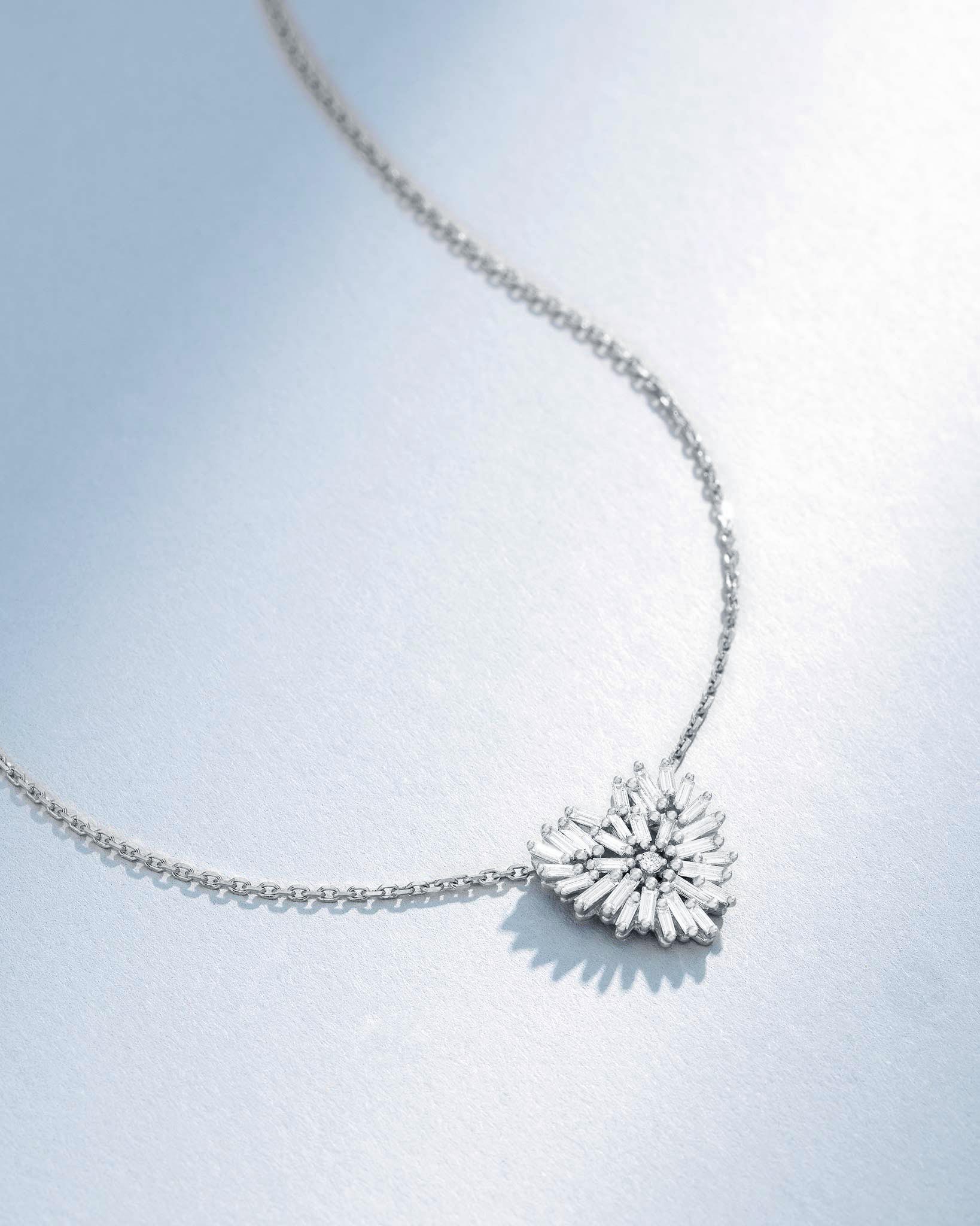 Suzanne Kalan Classic Diamond Small Heart Necklace in 18k white gold