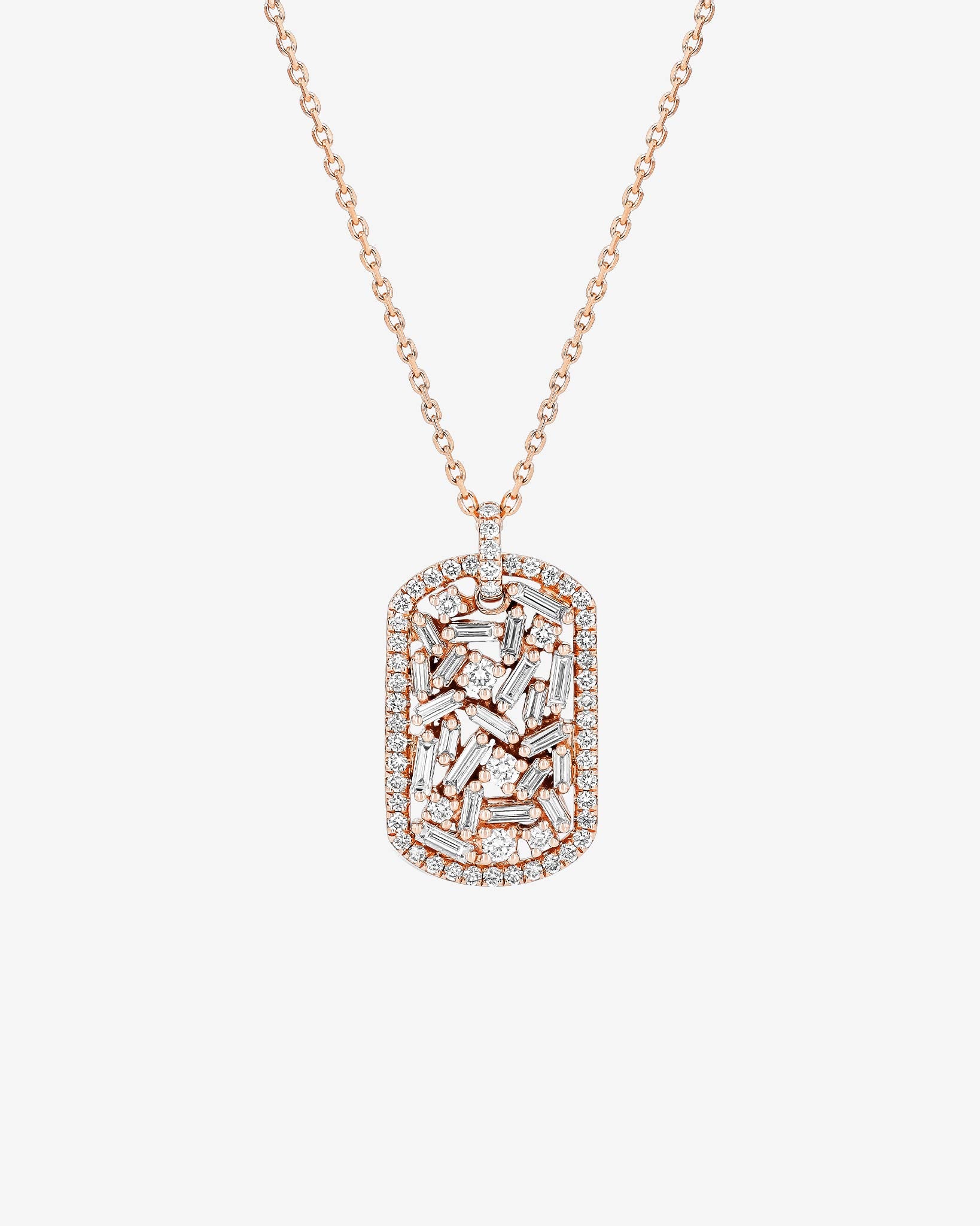 Suzanne Kalan Classic Diamond Medium Dog Tag Pendant in 18k rose gold