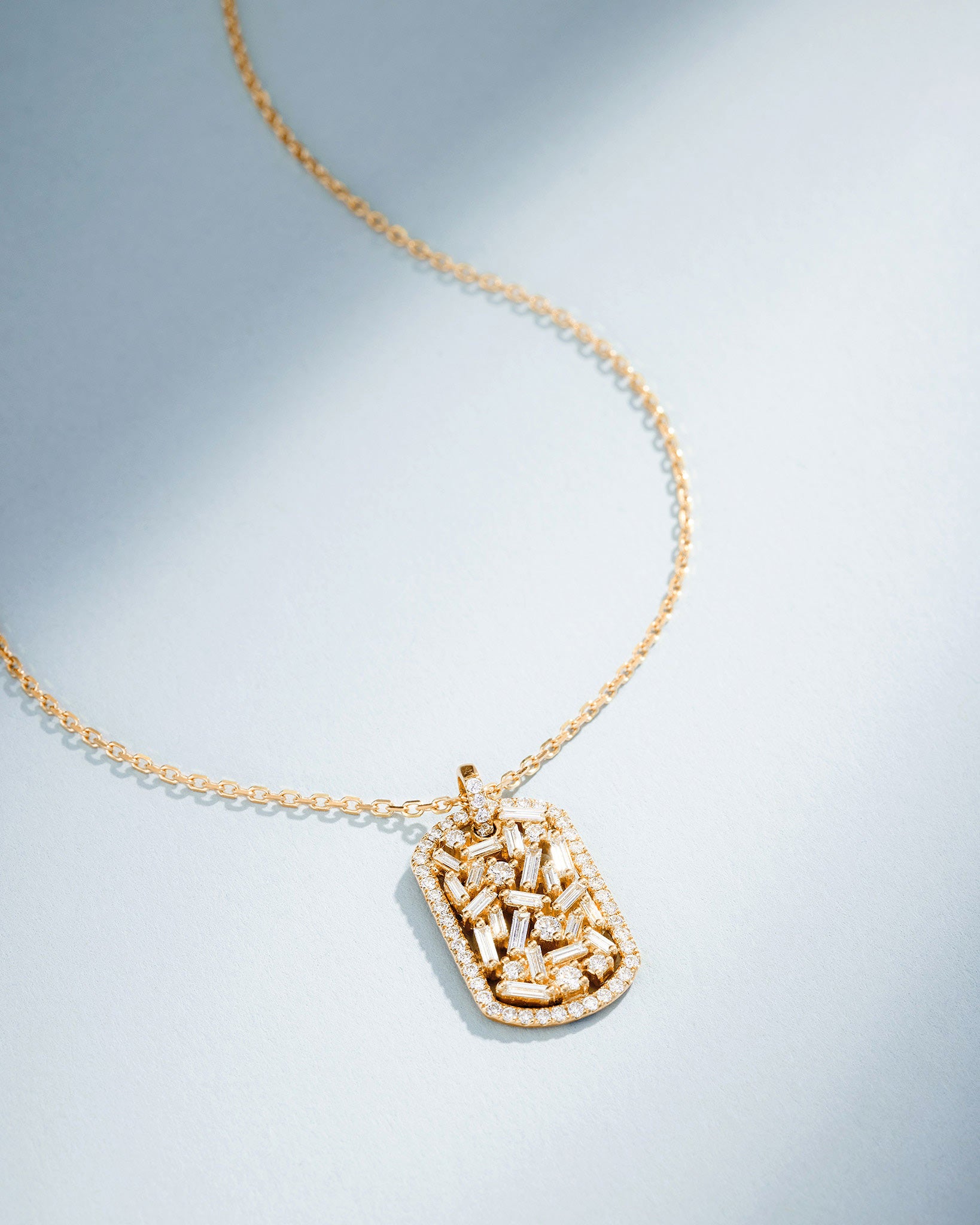 Suzanne Kalan Classic Diamond Medium Dog Tag Pendant in 18k yellow gold