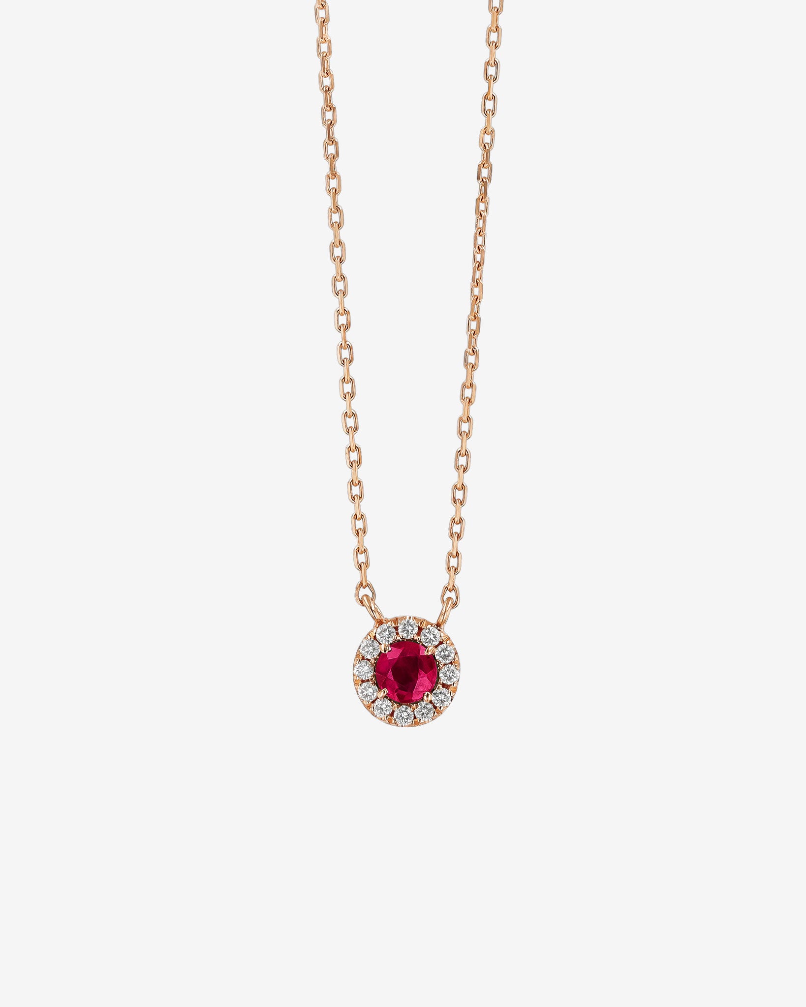 Suzanne Kalan Bold Ruby Mini Round Pavé Pendant in 18k rose gold