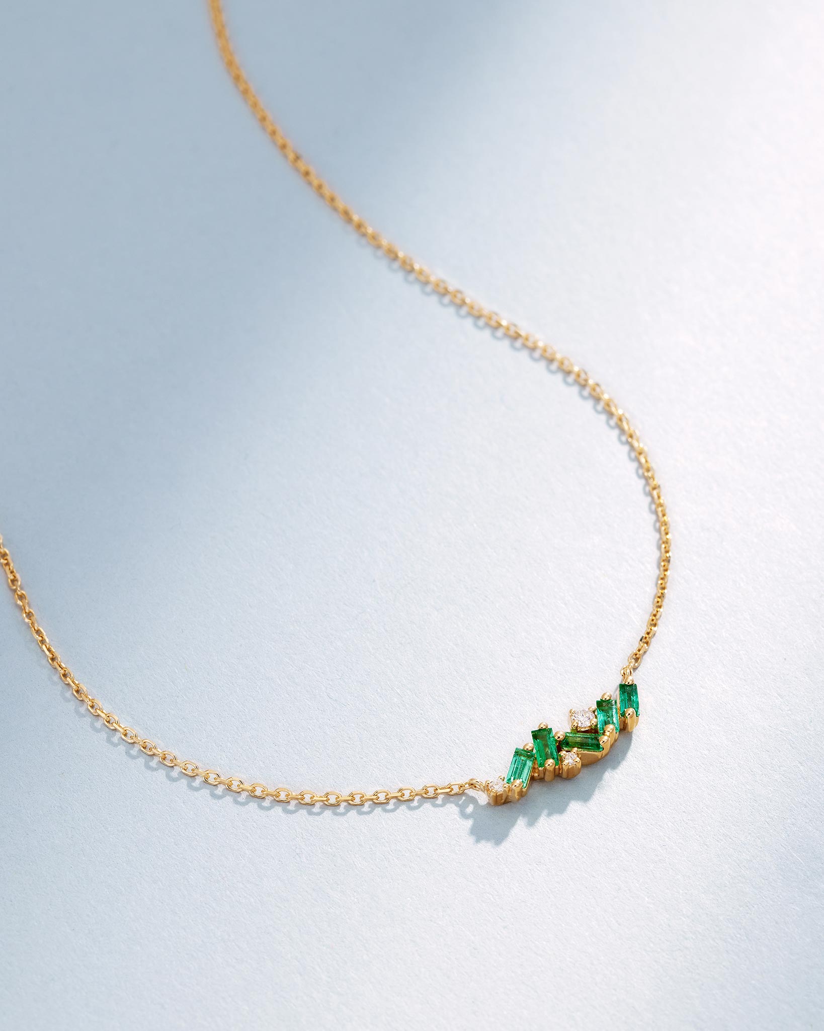 Suzanne Kalan Emerald Frenzy Mini Bar Pendant in 18k yellow gold