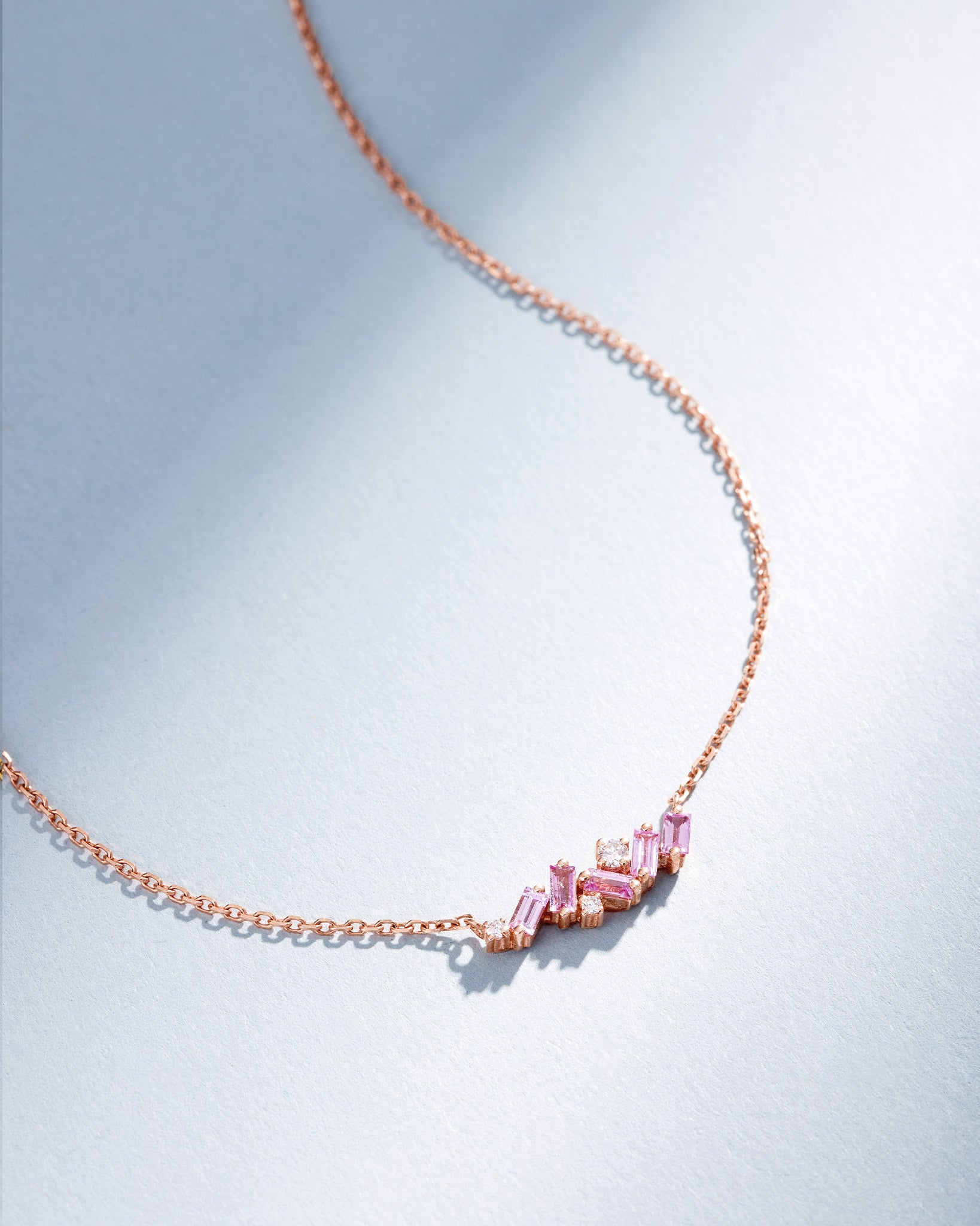 Suzanne Kalan Frenzy Pink Sapphire Mini Bar Pendant in 18k rose gold