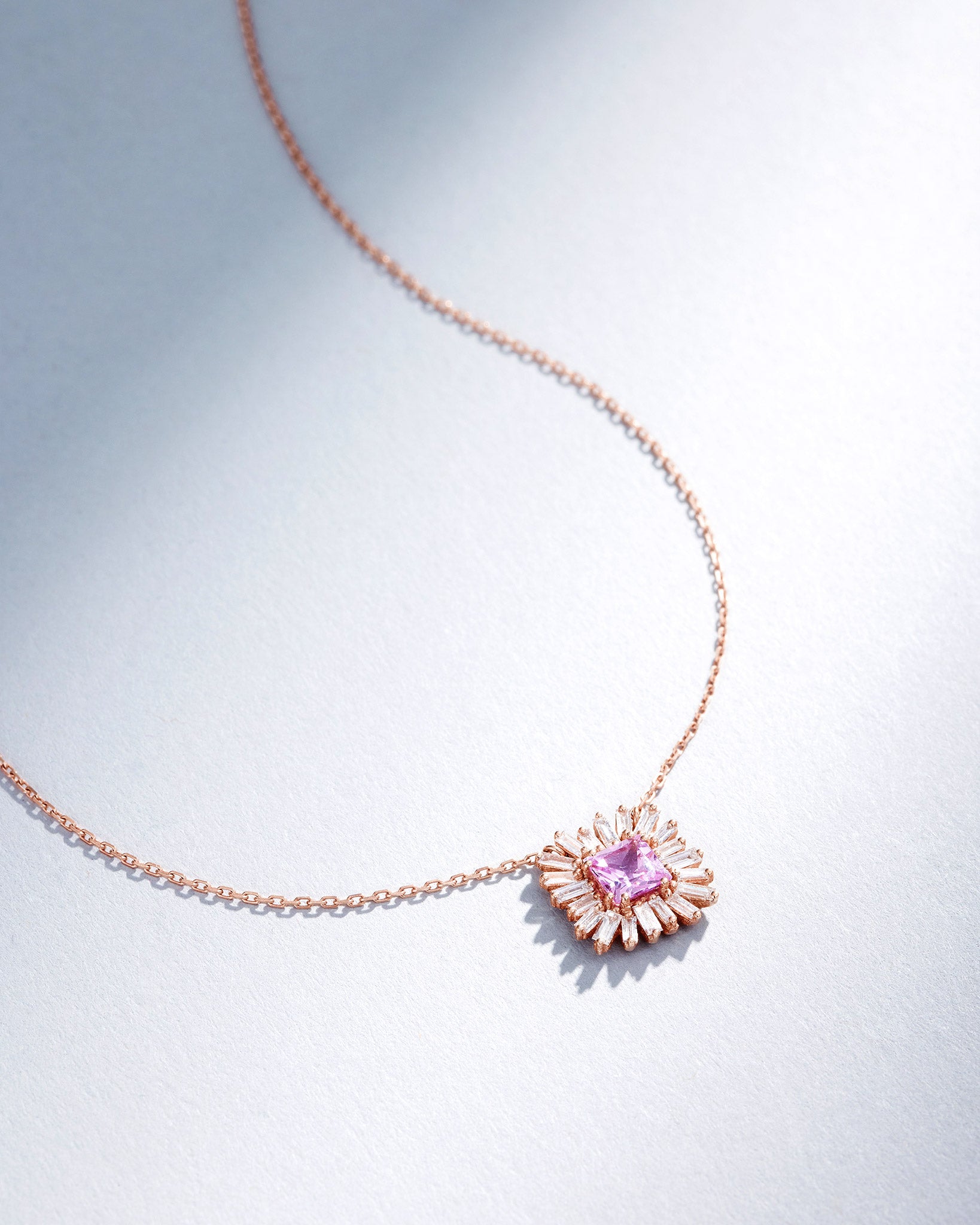 Suzanne Kalan Princess Pink Sapphire Spark Pendant in 18k rose gold