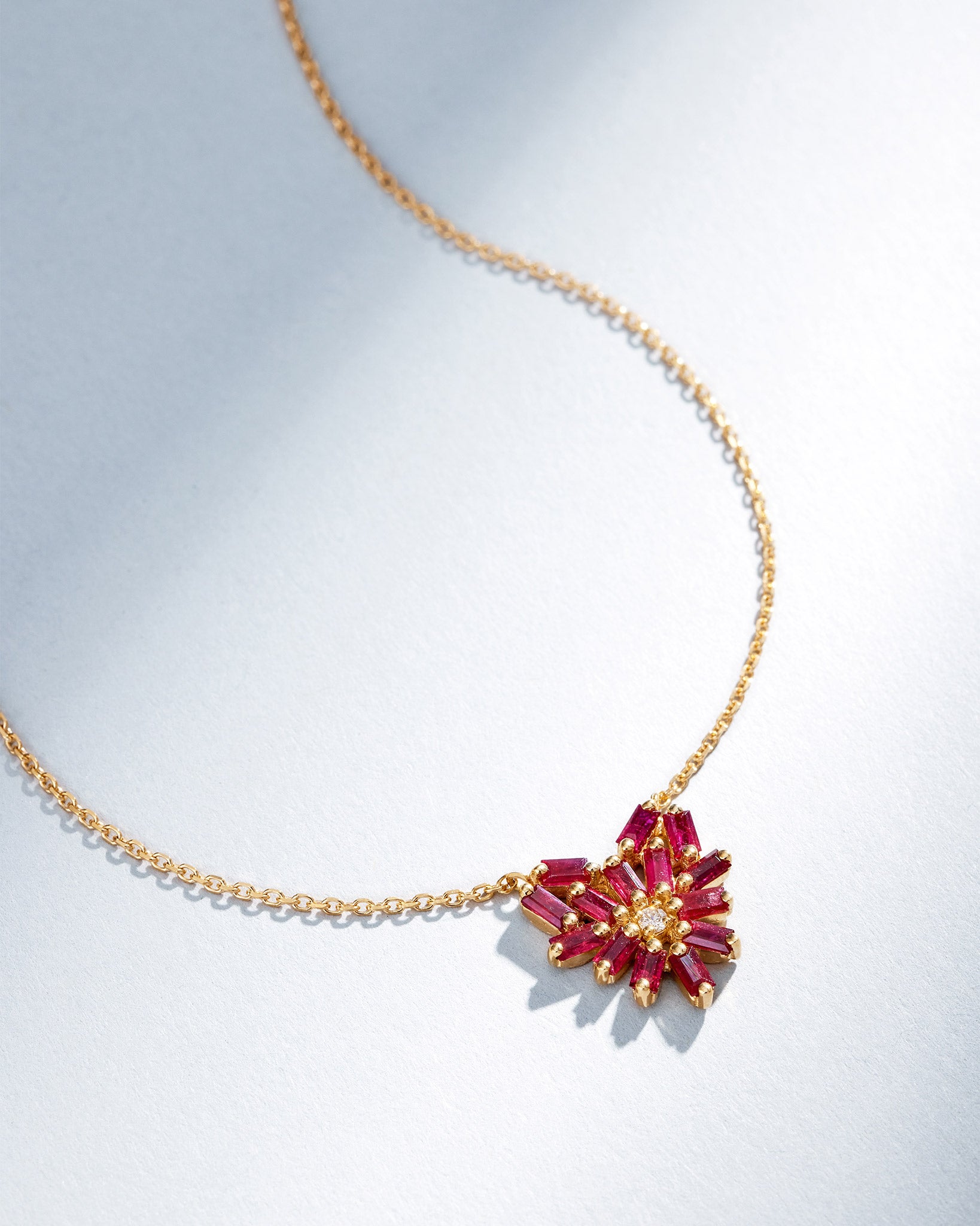 Suzanne Kalan Bold Ruby Small Heart Pendant in 18k yellow gold