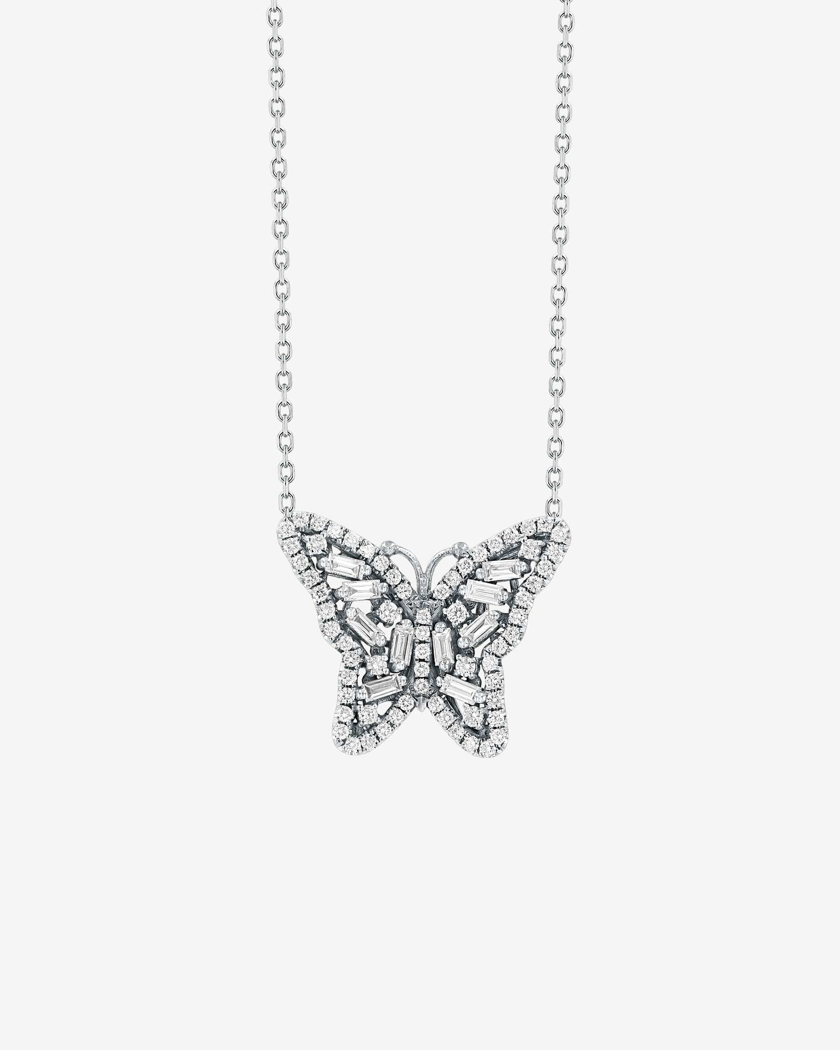 Suzanne Kalan Bold Diamond Small Butterfly Pendant in 18k white gold