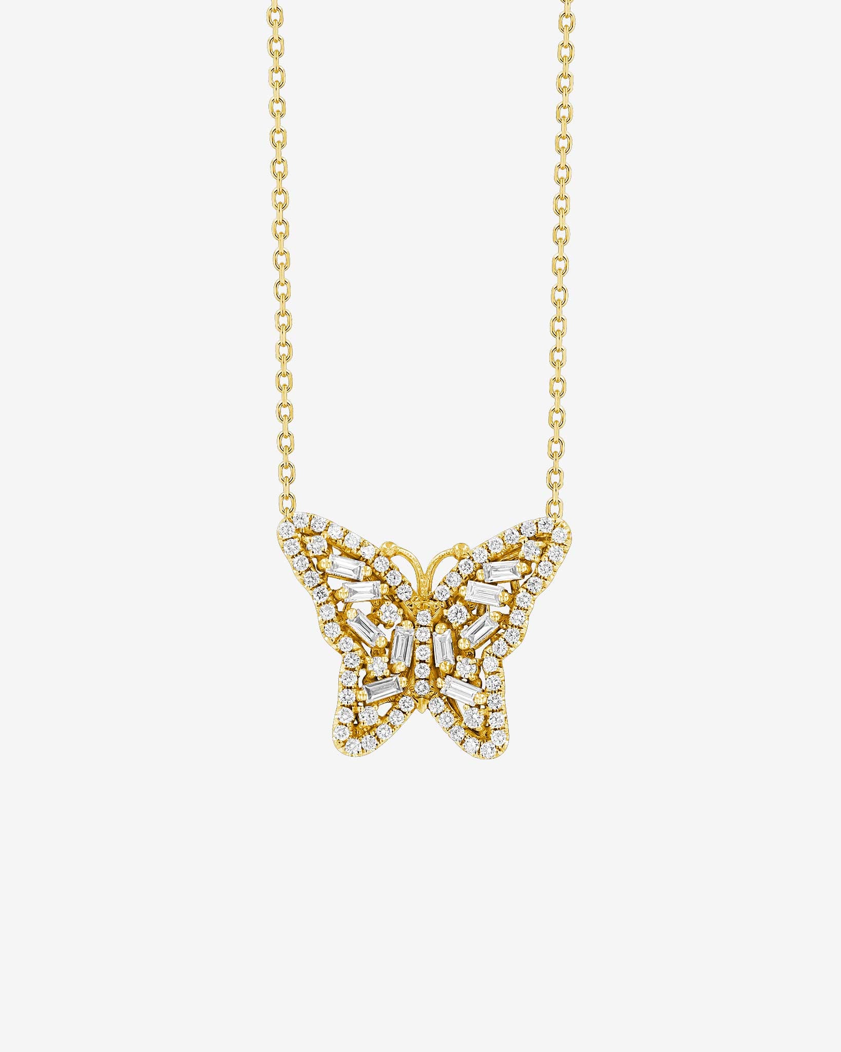 Suzanne Kalan Bold Diamond Small Butterfly Pendant in 18k yellow gold