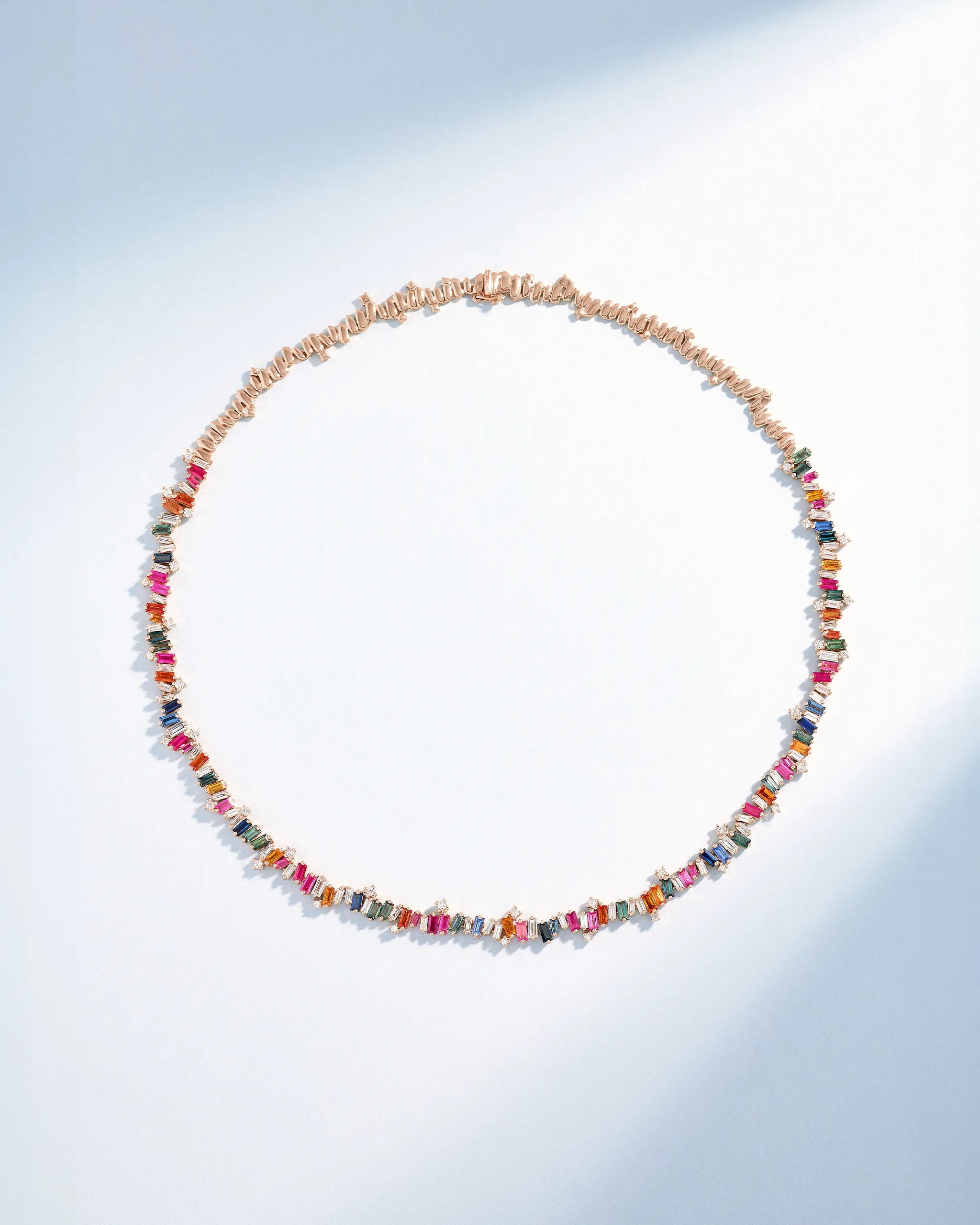 Bold Burst Rainbow Sapphire Tennis Necklace | SUZANNE KALAN®