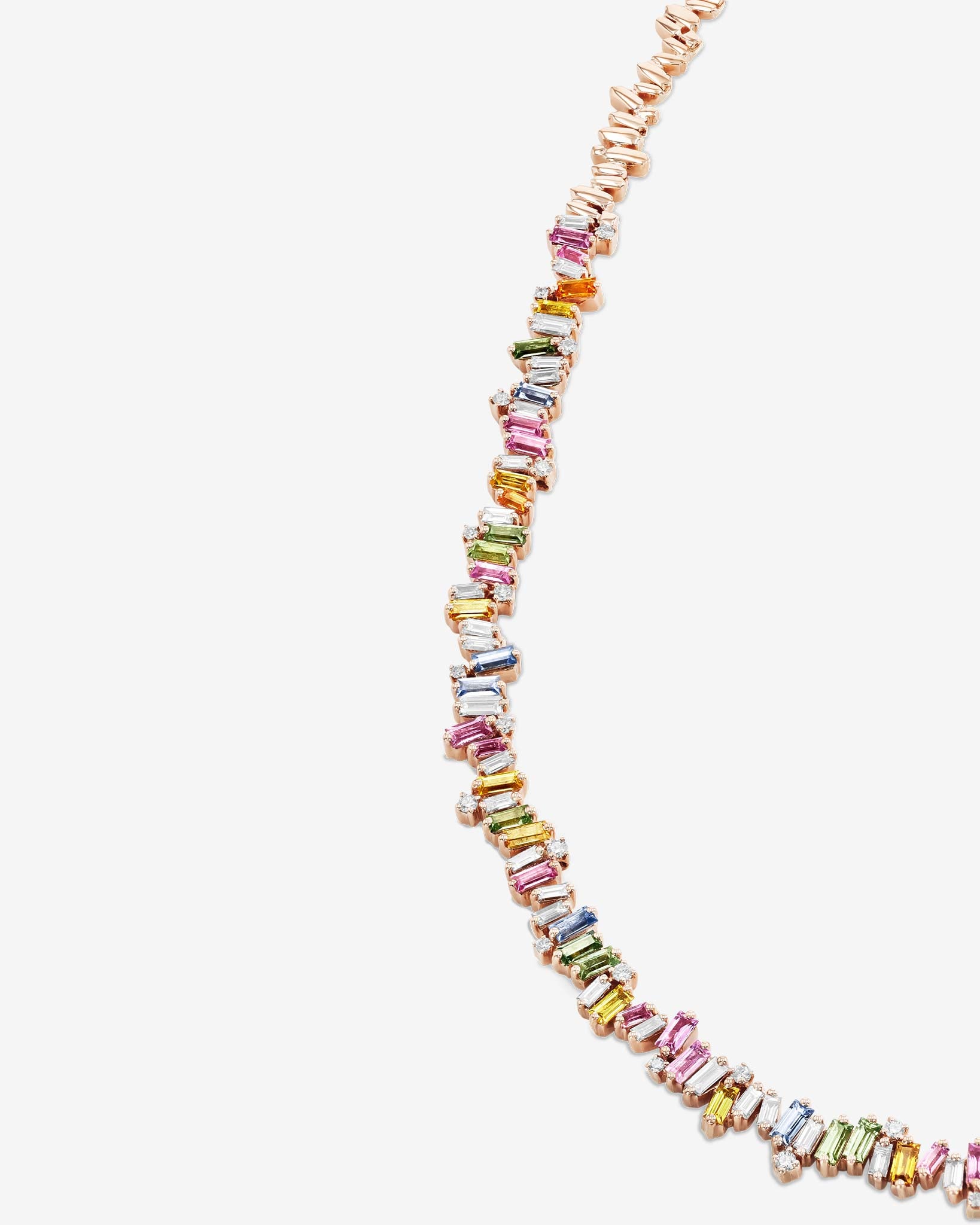 Suzanne Kalan Bold Burst Pastel Sapphire Tennis Necklace in 18k rose gold