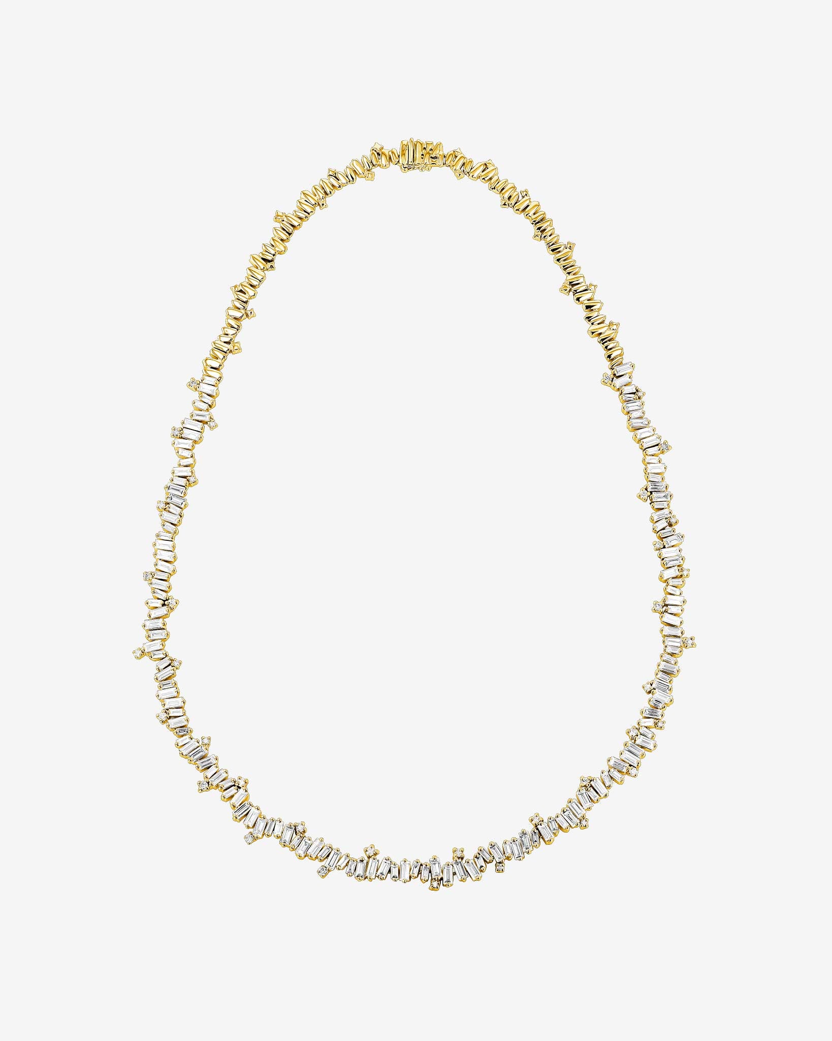 Suzanne Kalan Bold Burst Diamond Tennis Necklace in 18k yellow gold
