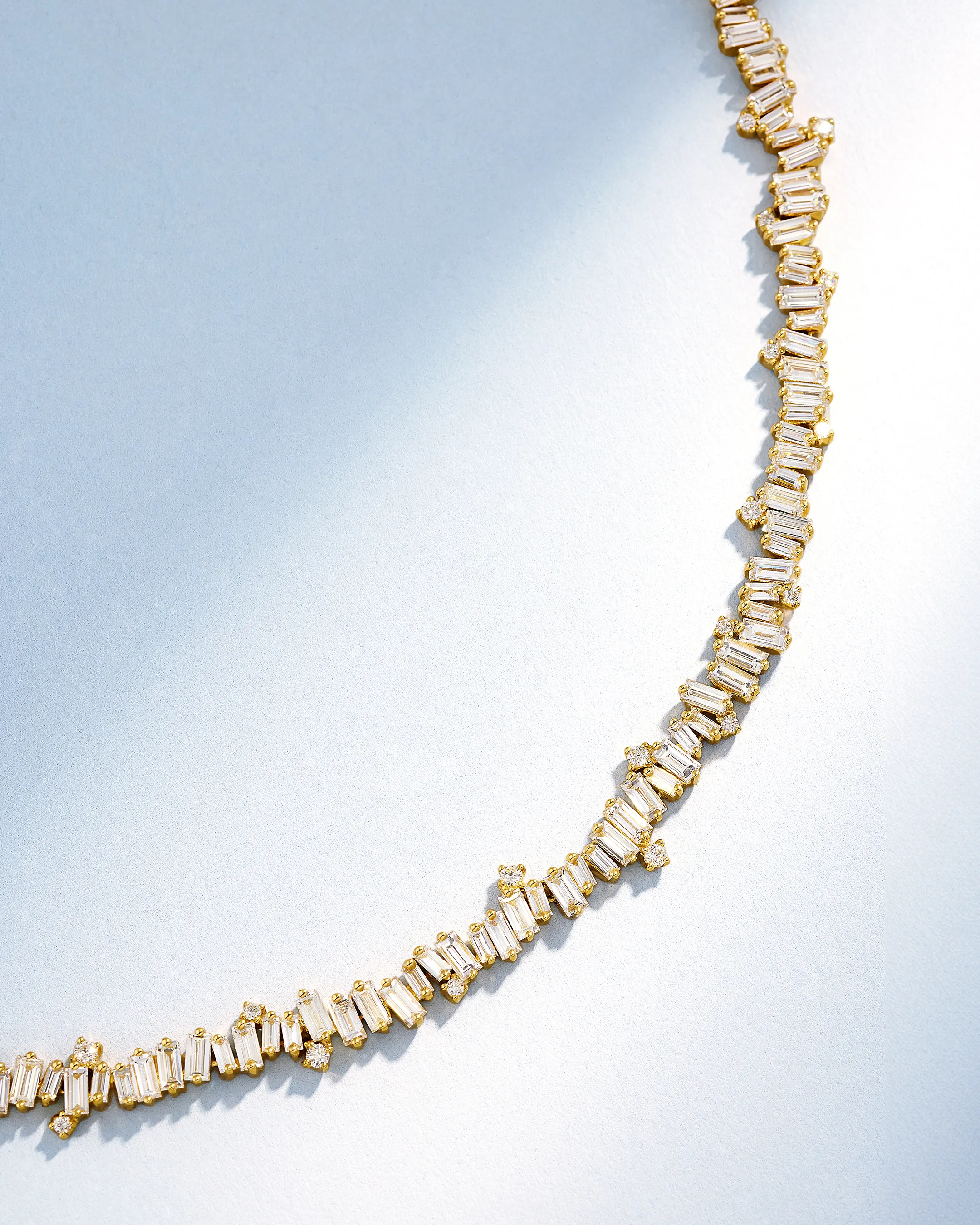 Suzanne Kalan Bold Burst Diamond Tennis Necklace in 18k yellow gold