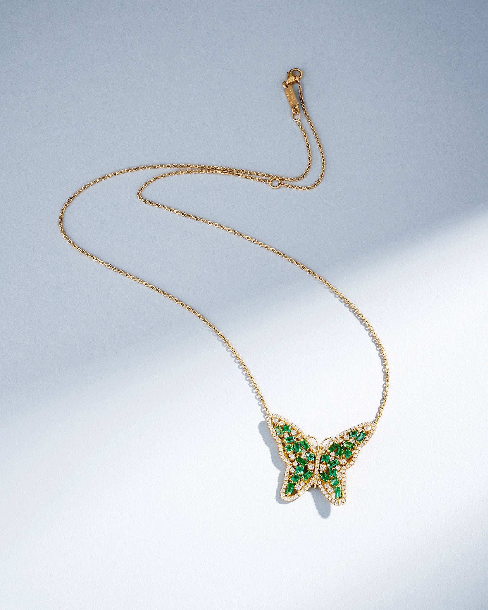 Suzanne Kalan Bold Emerald Medium Butterfly Pendant in 18k yellow gold