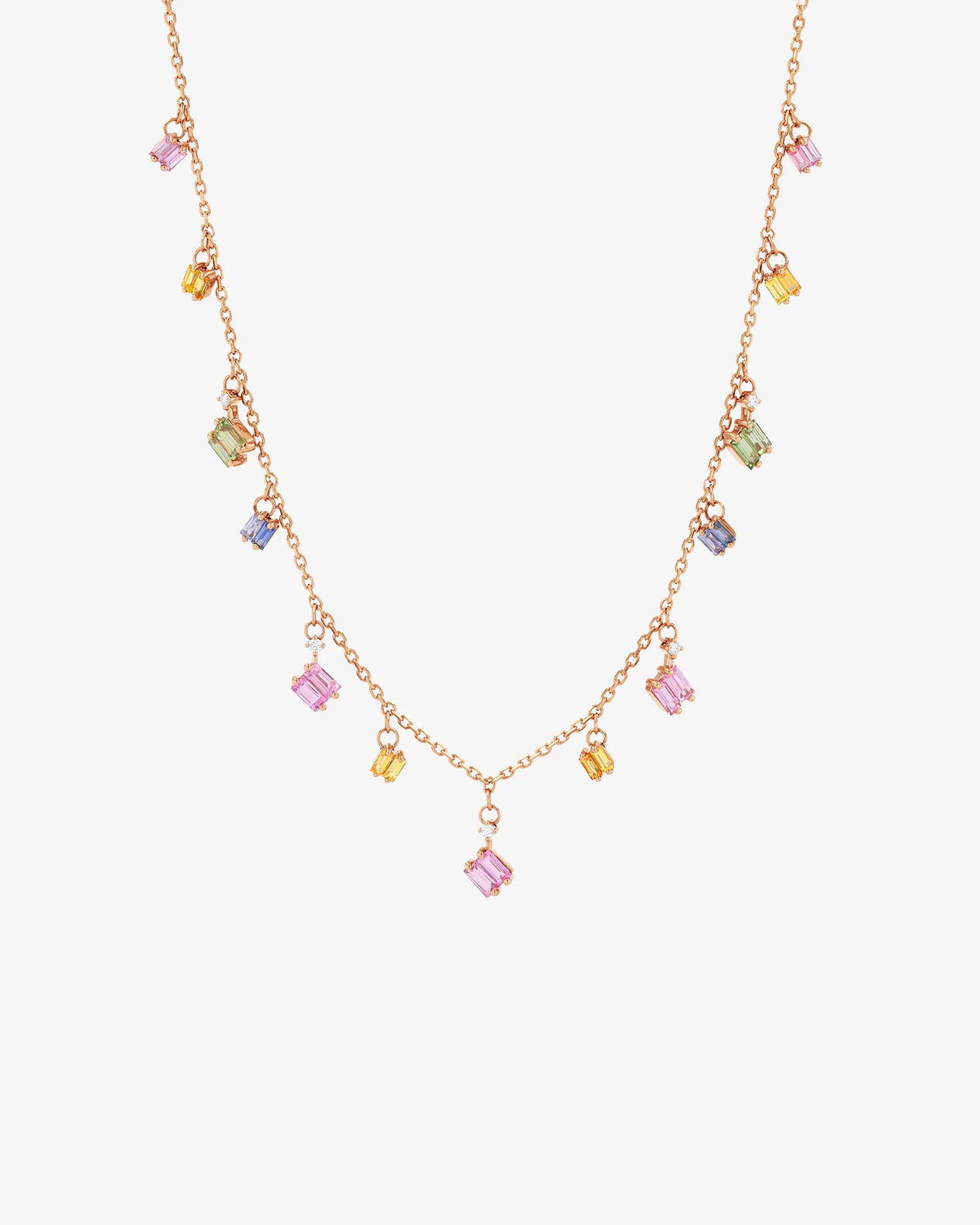 Suzanne Kalan Bold Pastel Sapphire Cascade Necklace in 18k rose gold